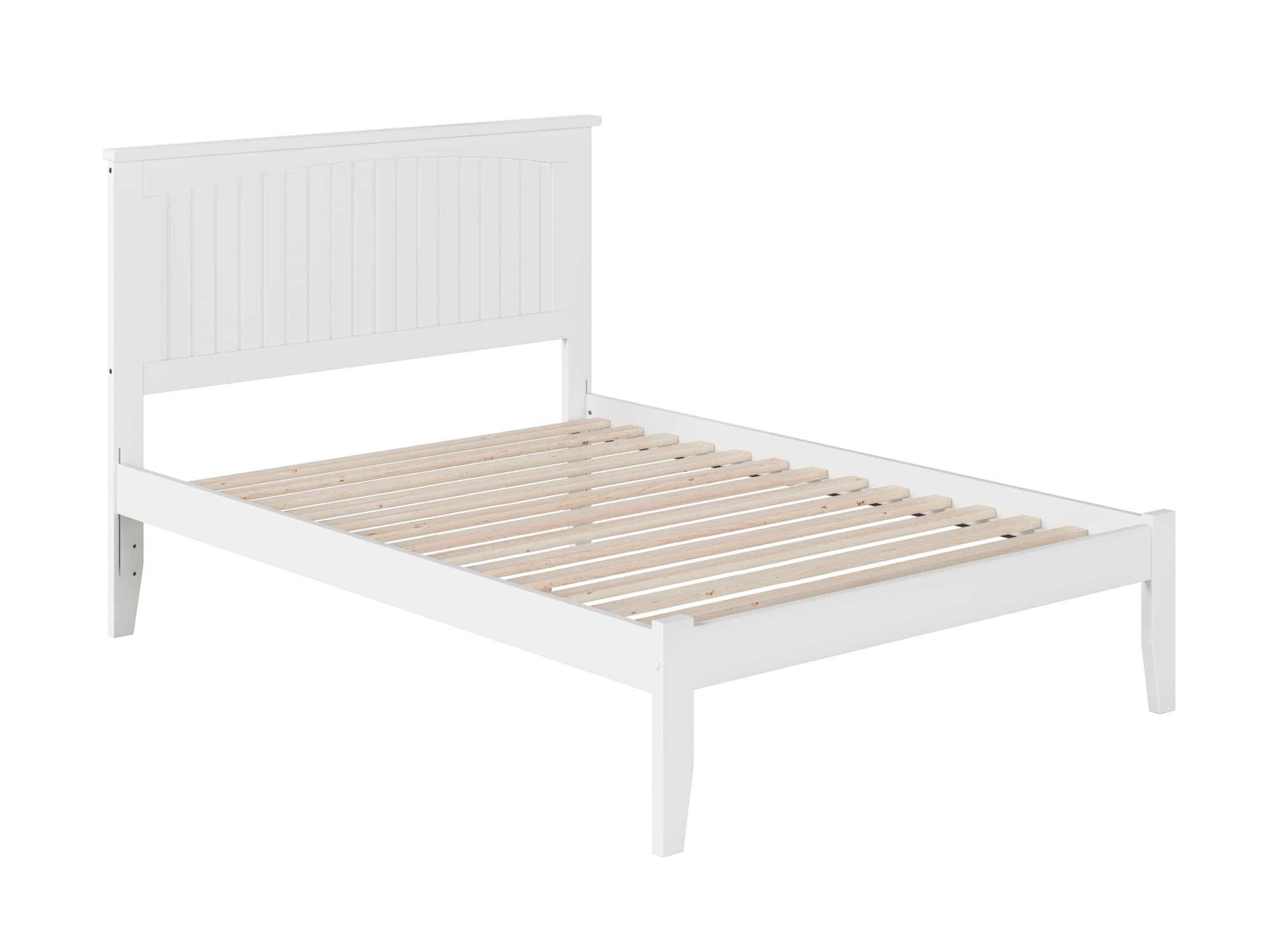 Atlantic Furniture AR8231002 Nantucket Platform Bed with Open Foot Board, Full Size, White - Modern Bedroom Furniture for Coastal & Farmhouse Style Homes