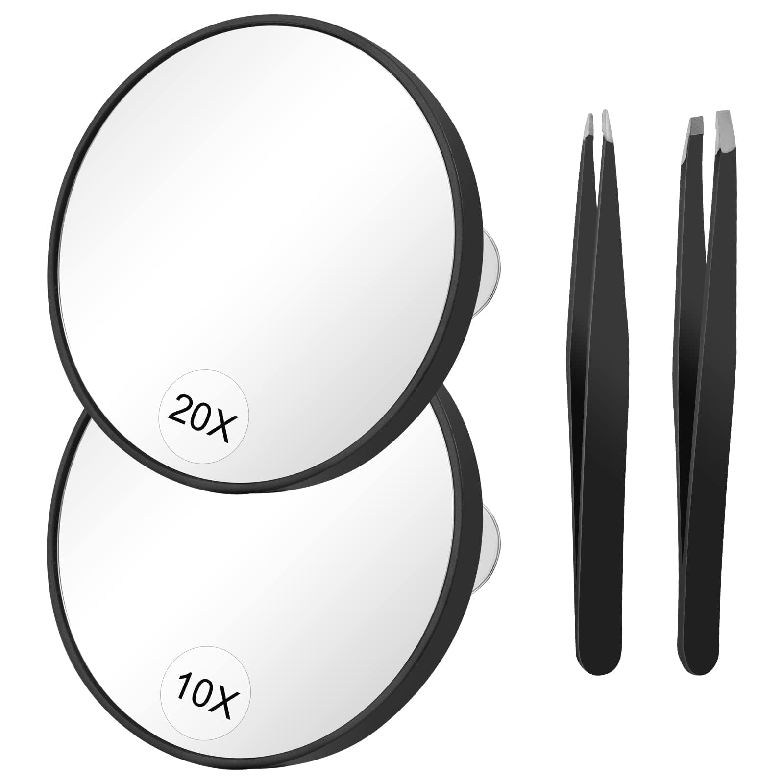 Linkstyle 20X 10X Magnifying Mirror for Travel - Portable Handheld Makeup Mirror with Suction Cup & Tweezers - Perfect for Shaving, Makeup Application, Eyebrow Grooming & Skincare Routine