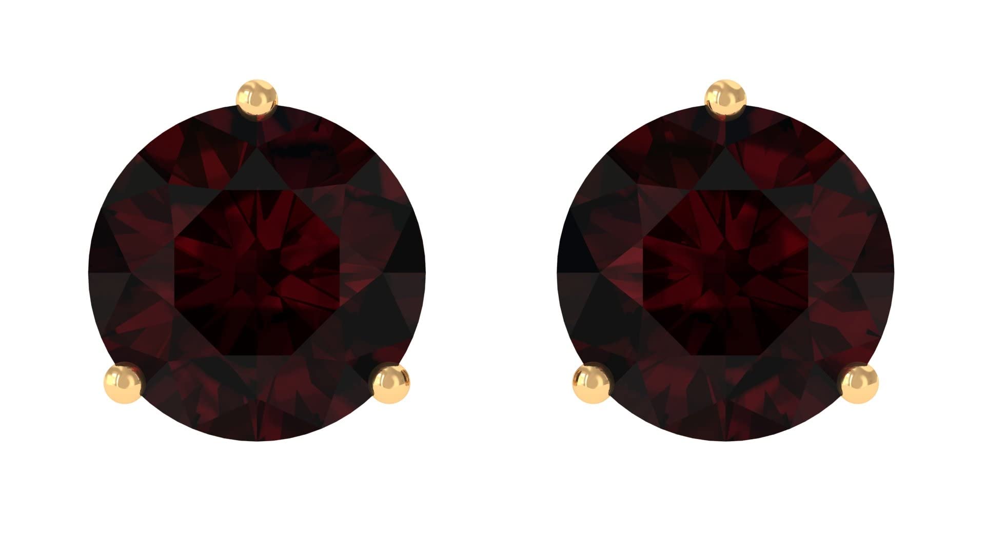 3/4 CT Garnet Solitaire Stud Earrings for Women - 4mm Round January Birthstone Earrings in 14K Solid Gold - Minimalist Dainty Jewelry for Everyday Wear & Special Occasions