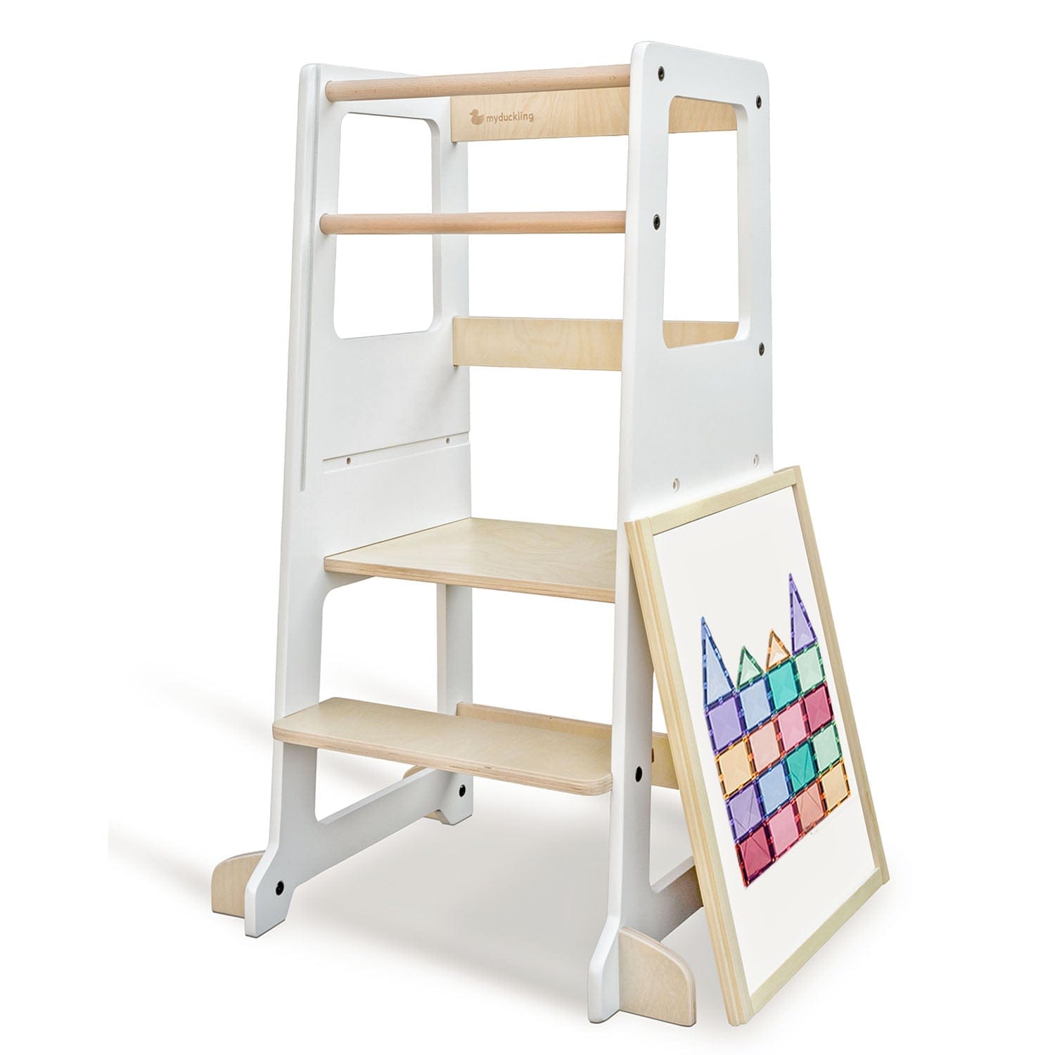 LOLA Deluxe Wooden Learning Tower for Toddlers - Adjustable Height Kitchen Helper Step Stool - Safe & Sturdy Montessori Toddler Standing Tower for Cooking, Baking & Learning - Perfect for Kids Ages 2-6