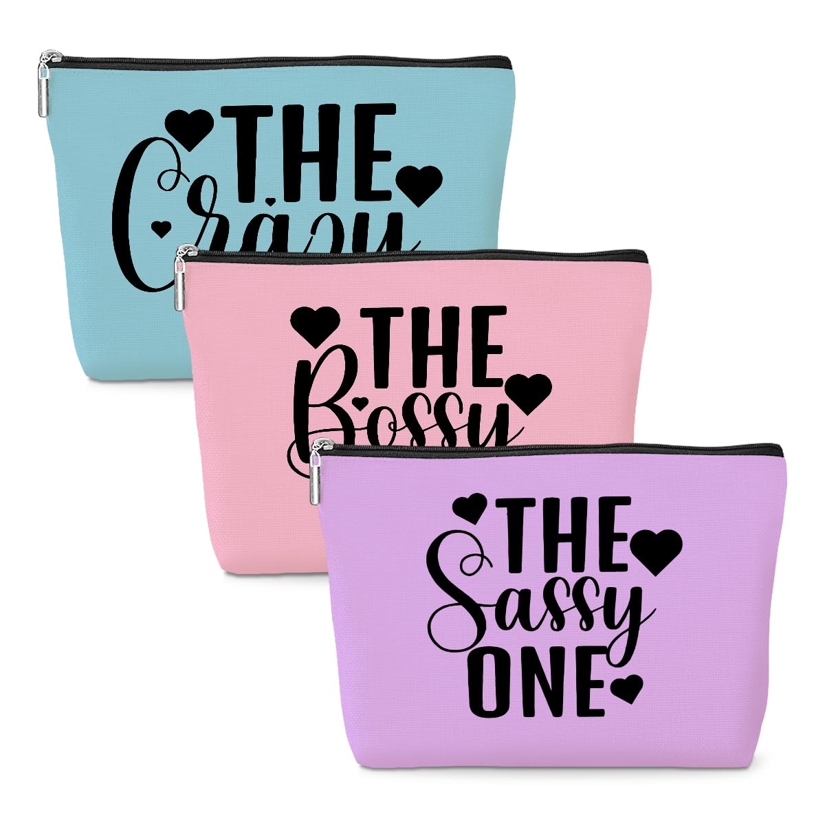 3 Pcs Funny Girls Trip Makeup Bags - Cute Cosmetic Bags for Women, Bestie Friendship Gifts for Birthday, Christmas, Bachelorette Party & Wedding - Perfect for Travel, Vacation & Weekend Getaways with Friends