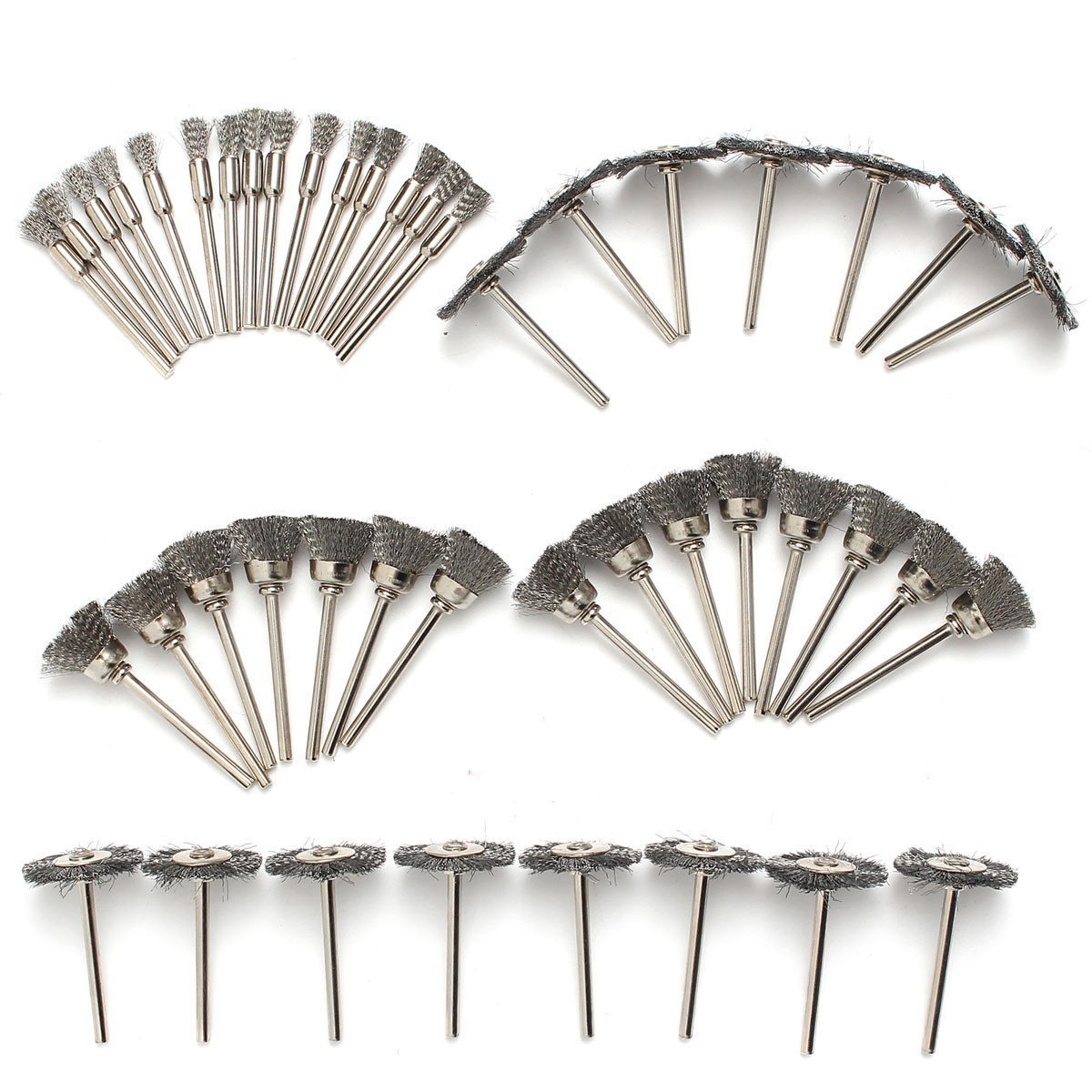 Rocaris 45-Piece Steel Wire Brush Set for Rotary Tools - Rust Removal, Metal Cleaning & Polishing - Perfect for DIY, Auto Repair & Woodworking Projects