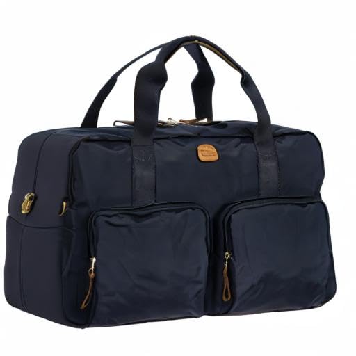 Bric's X-BAG 18-Inch Cargo Duffle Bag - Premium Travel Duffel with Luggage Sleeve - Carry On & Weekender Bag - Durable Satin Nylon - Navy Blue - Perfect for Business Trips, Gym & Weekend Getaways
