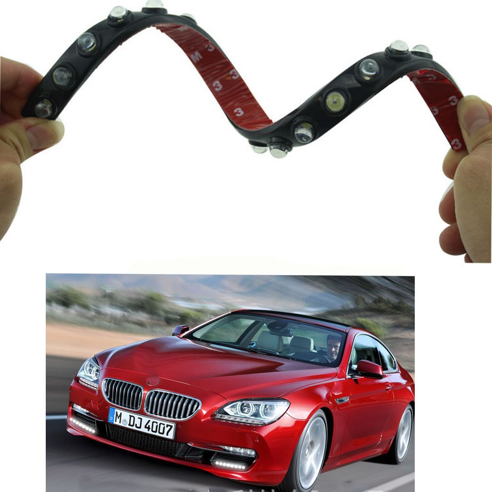 2PCS 8-LED Eagle Eye Waterproof Flexible Car Daytime Running Lights - 12V High Power DRL Fog Lamps for Cars, Trucks, SUVs - Easy Installation & Durable for All Weather Driving