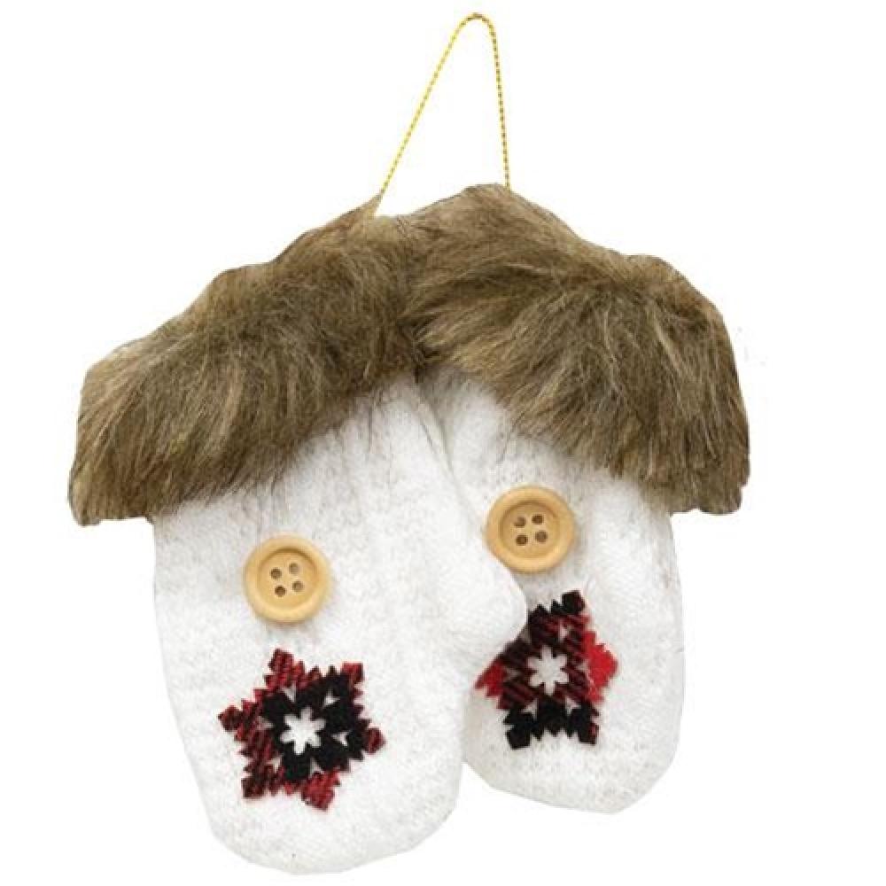2-Pack Ivory Knit Faux Fur Christmas Tree Ornaments - Elegant Holiday Decor for Xmas Trees, Wreaths and Gift Wrapping