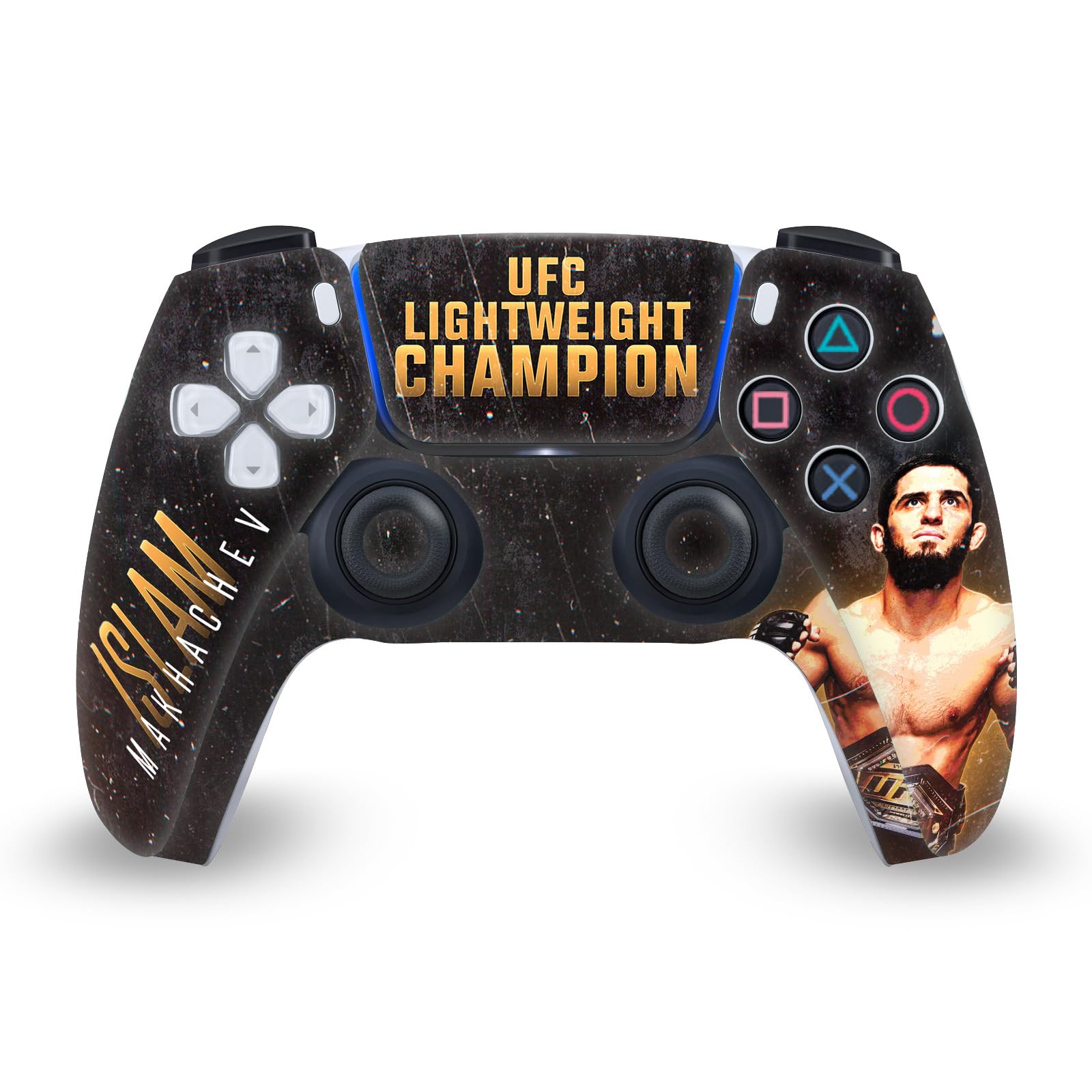 Official UFC Champion Islam Makhachev Licensed Vinyl Faceplate Skin Sticker Cover for Sony PS5 DualSense Controller - Perfect for Gaming Tournaments & MMA Fan Collections