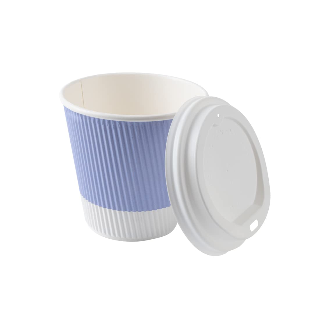8oz Insulated Coffee Cups with Lids - 20 Pack Leakproof Ripple Wall Hot Cups | Disposable Light Purple Paper Cups for Coffee, Tea, Hot Cocoa & Lattes | Perfect for Cafes, Offices & Home Use