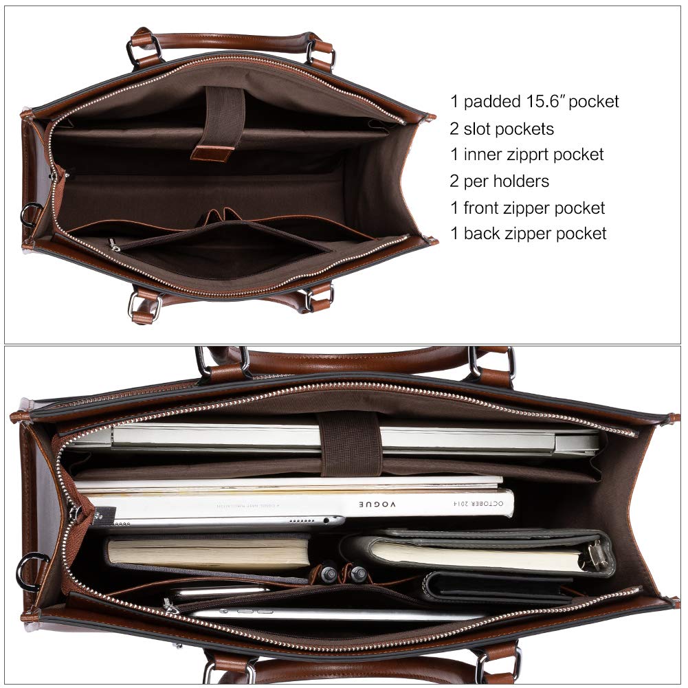 CLUCI Genuine Leather Briefcase for Women - 15.6 Inch Laptop Business Bag, Professional Work Tote Handbag for Office, Commuting & Business Travel
