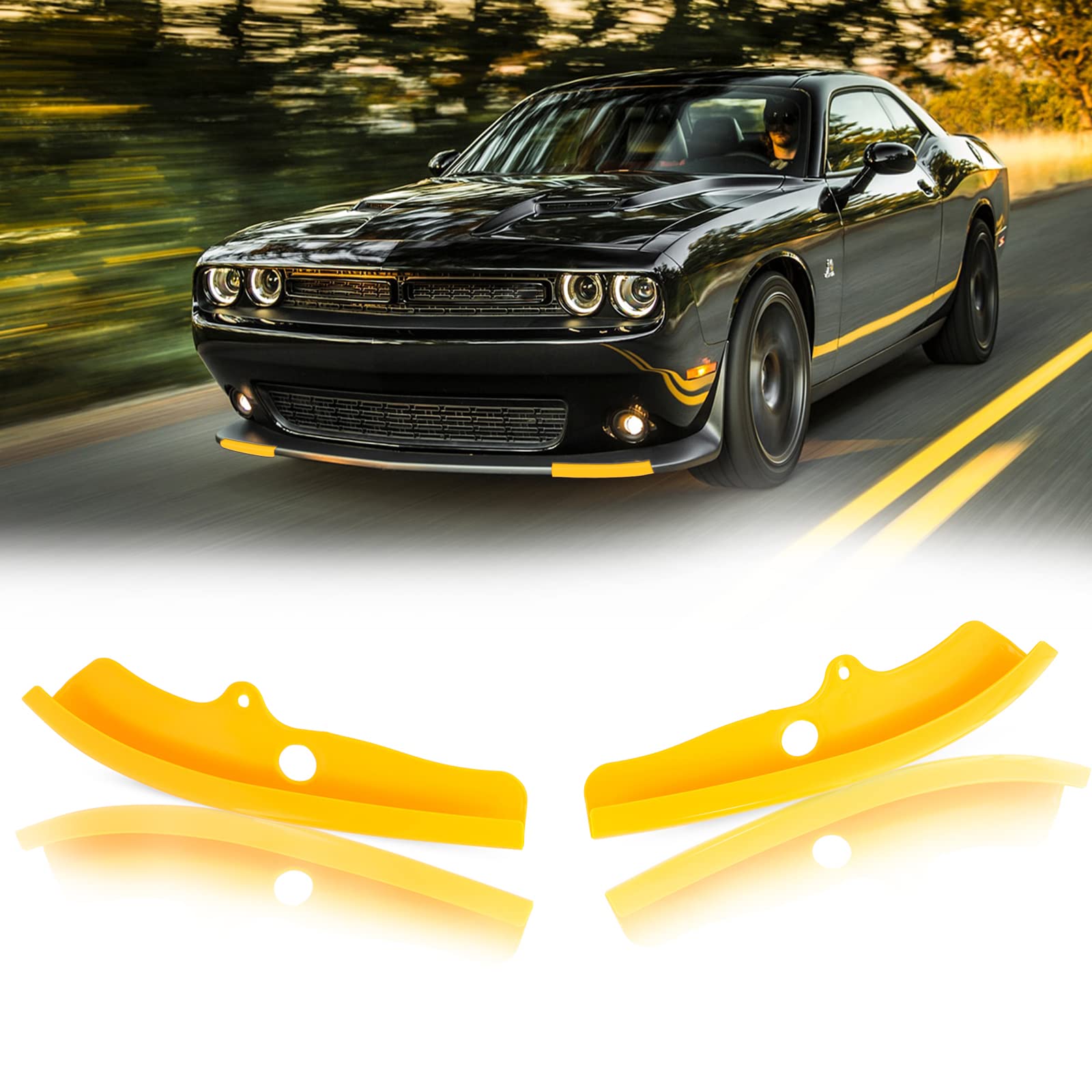 Dodge Challenger Front Bumper Lip Splitter - Yellow for Scat Pack R/T GT SRT | Street Racing & Car Protection