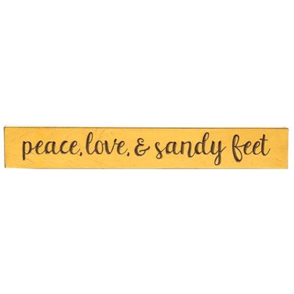 Peace Love & Sandy Feet Engraved Wooden Sign - 24 Inch Coastal Beach Decor for Home, Porch or Cottage - Perfect for Beach House Wall Art & Seaside Themed Rooms