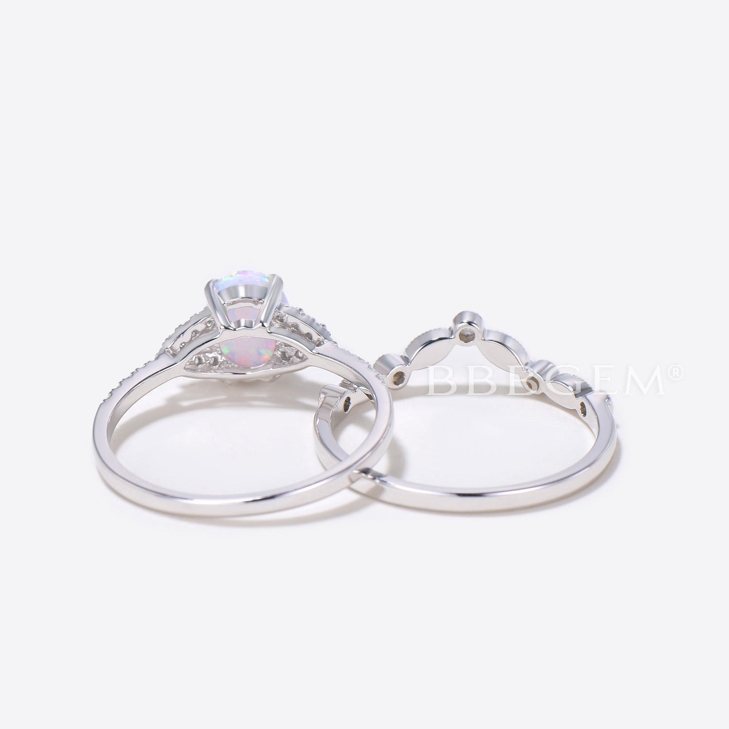 Vintage Art Deco Oval Opal Diamond Engagement Ring for Women - 14K Rose Gold Wedding Band with Amethyst Accent - Perfect for Proposals, Anniversaries & Special Occasions