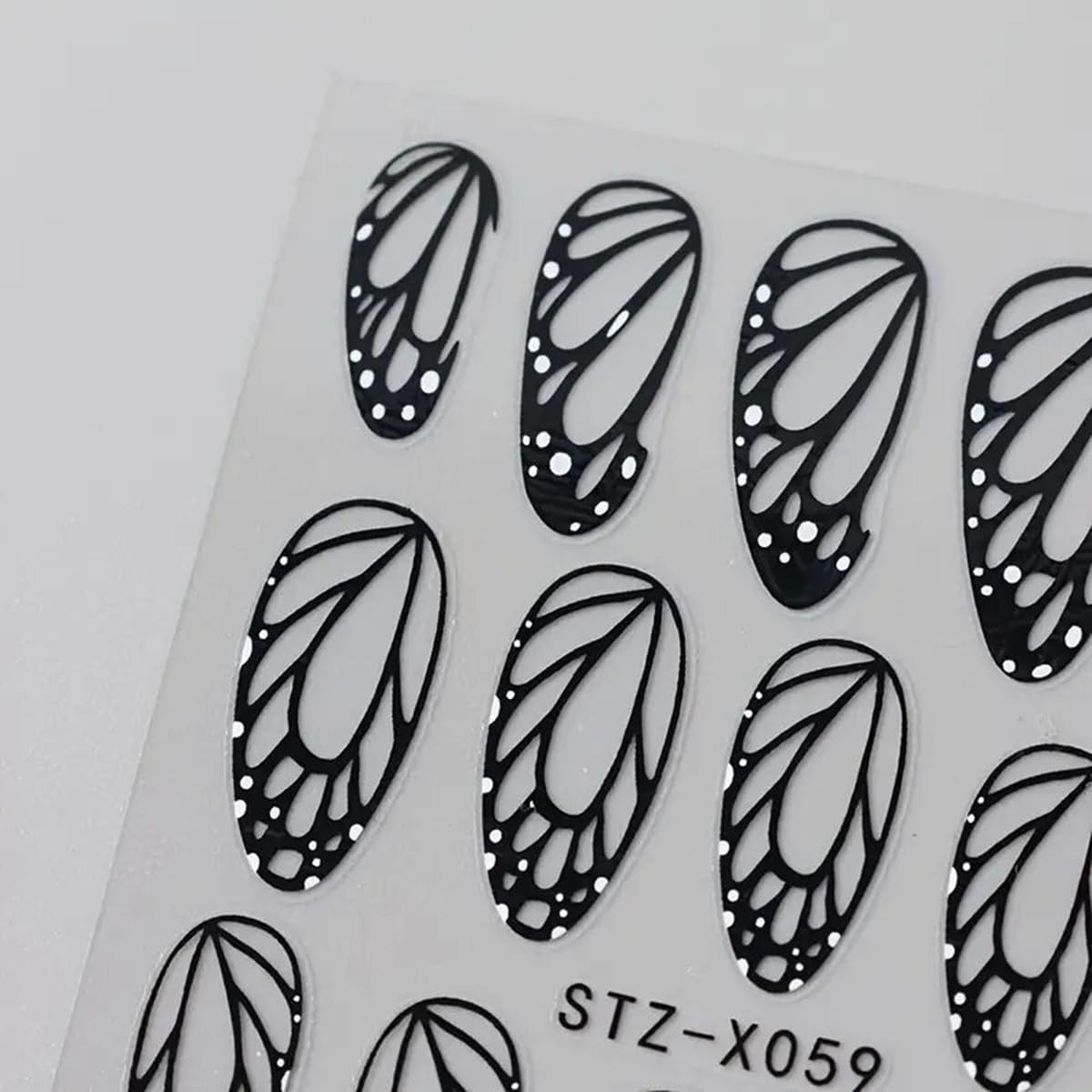 Elegant Black Butterfly Wings Nail Art Stickers - 6PCS 3D Self-Adhesive Nail Decals for Manicure - Perfect for Winter & Spring Nail Designs - DIY Nail Art Supplies for Parties, Weddings & Special Occasions