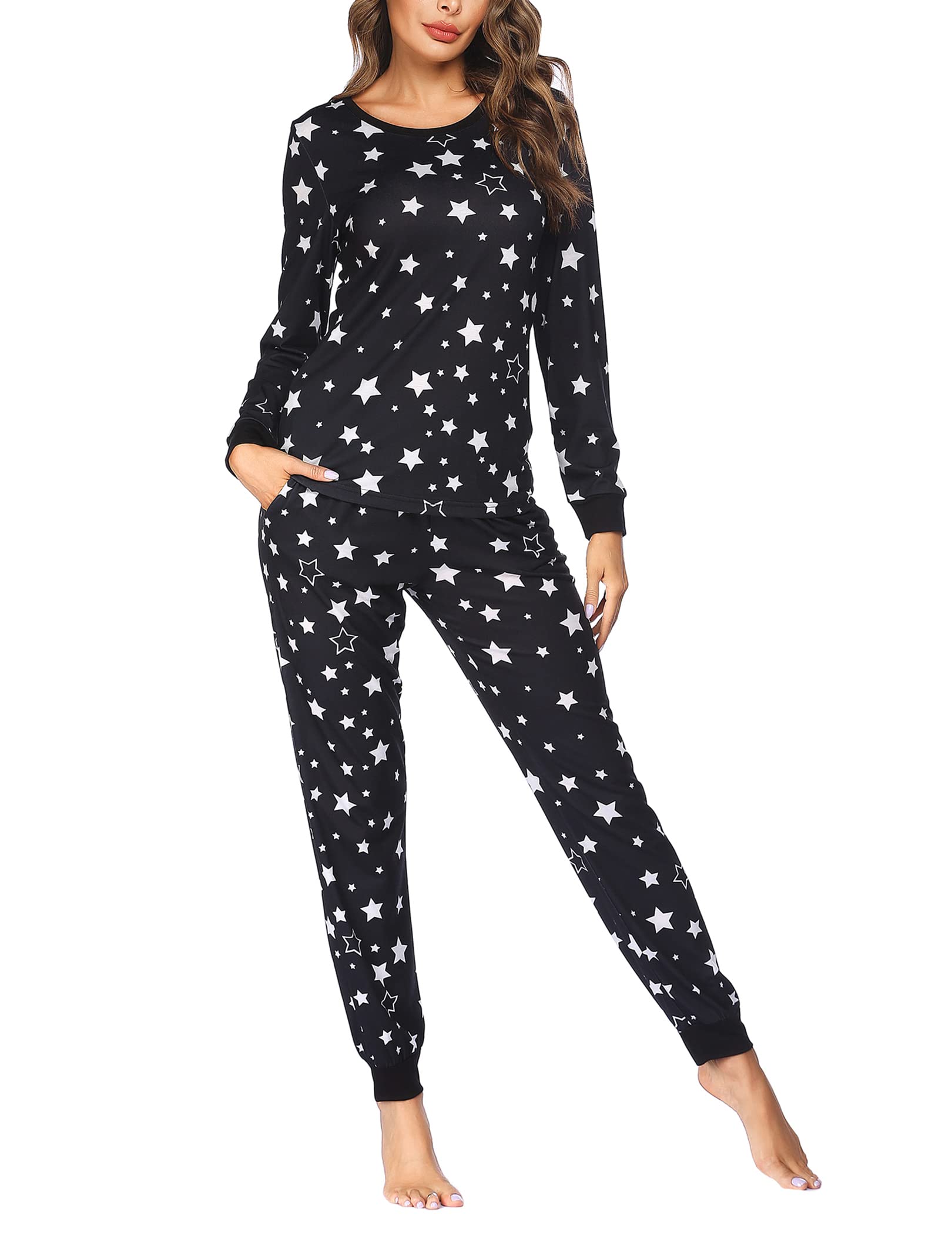 Ekouaer Women's Plaid Pajama Set - Soft Long Sleeve Sleepwear for Lounge & Sleep