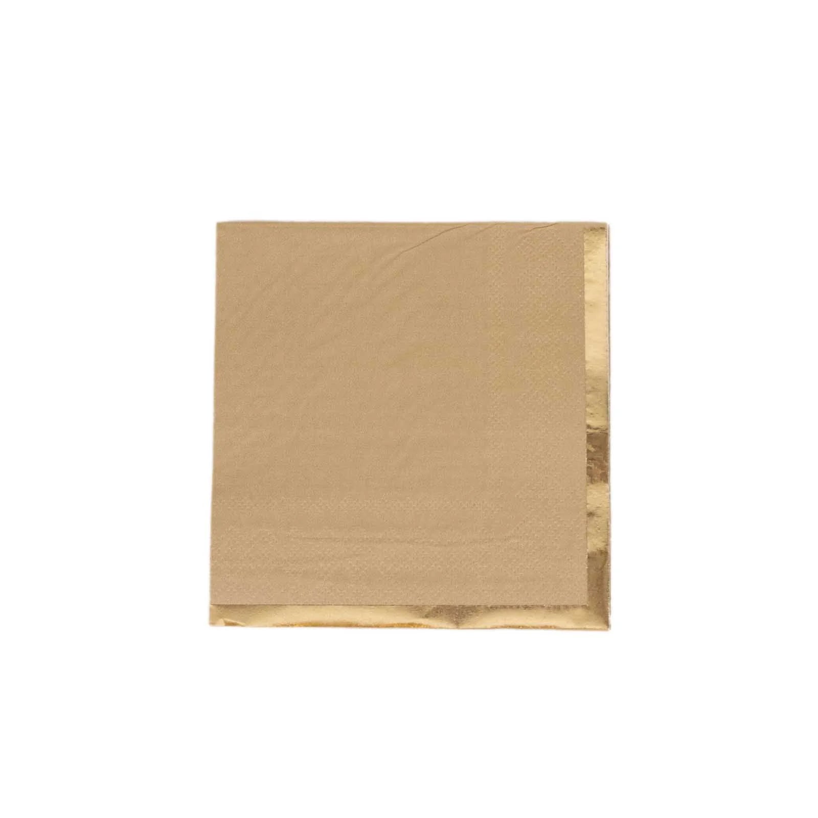 50 Soft 2-Ply Disposable Dinner Cocktail Napkins with Gold Foil Edge - Elegant Party Tableware for Weddings, Events & Home Entertaining