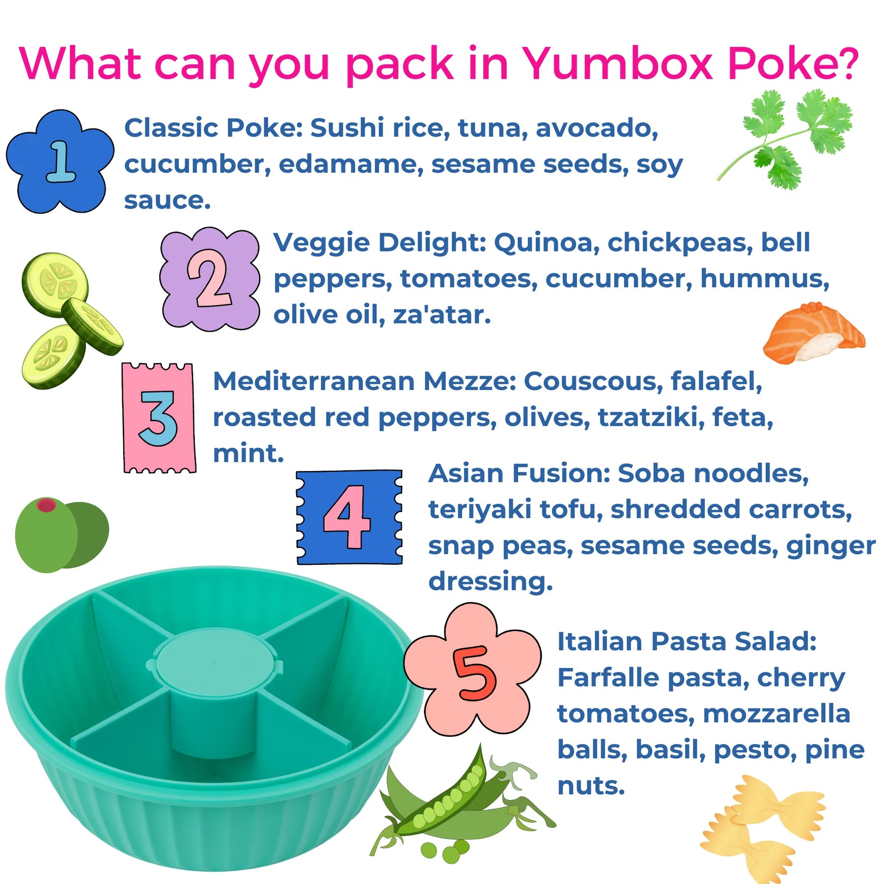 Yumbox Poke Bowl - BPA-Free Leakproof Lunch Box for Adults & Kids | Perfect for School, Work, Picnics & Healthy Meal Prep