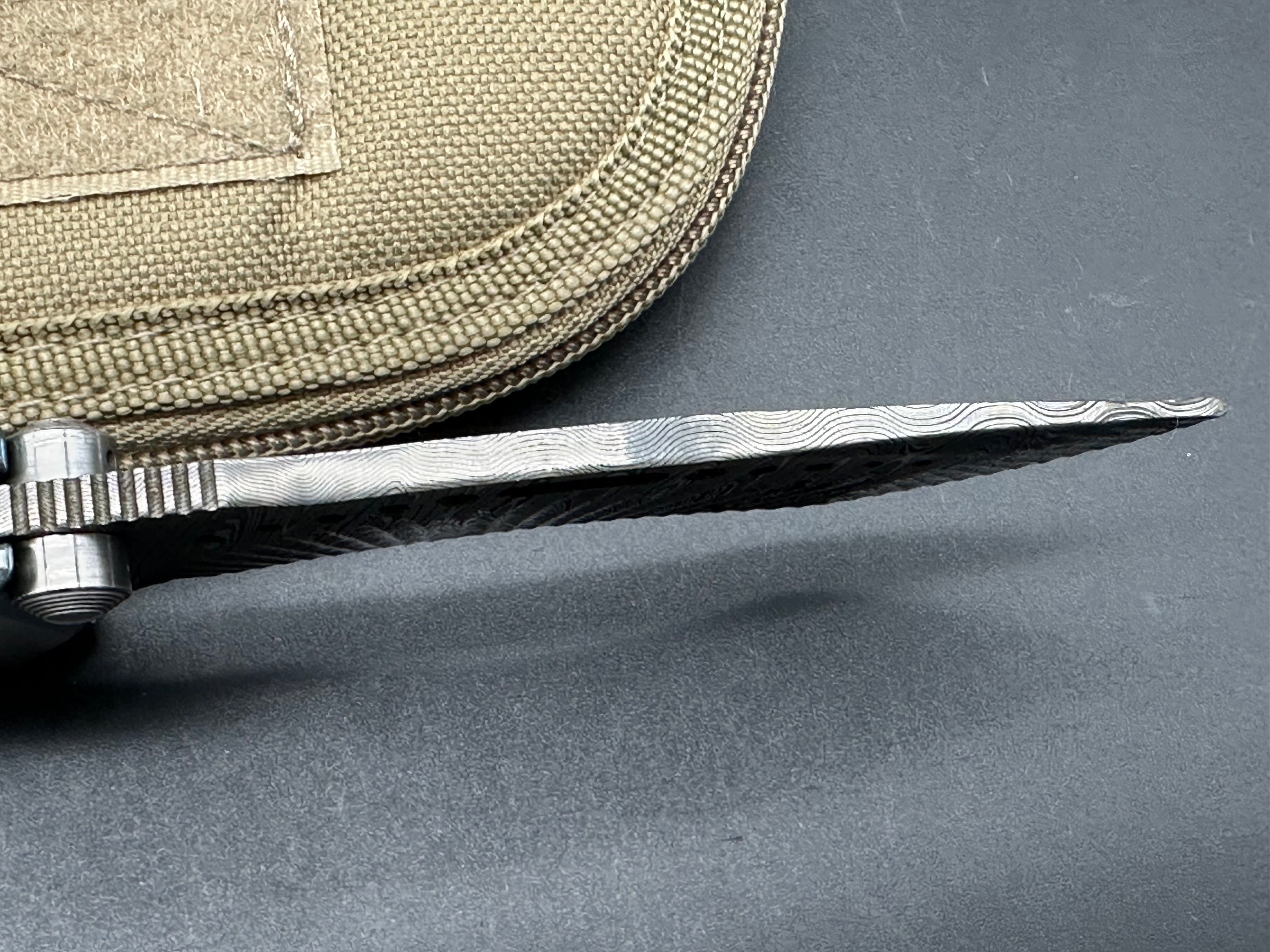 Darrel Ralph Custom Gunhammer Knife - Handcrafted Milled Damascus Steel Blade with Anodized Titanium Handle & Damascus Inlay | Tactical EDC, Outdoor Survival, Hunting, and Collector's Knife