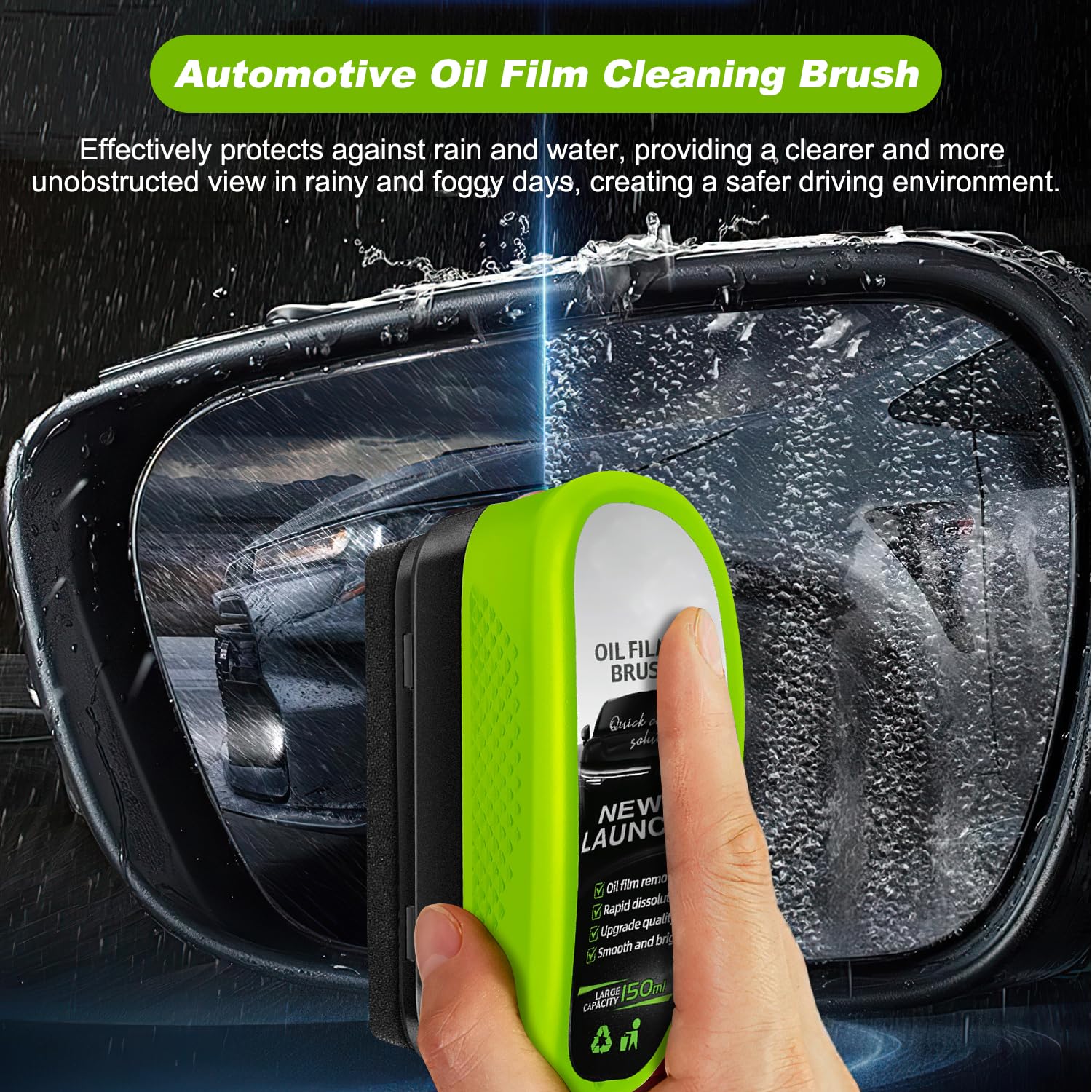 2PCS Upgrade Automotive Oil Film Cleaning Brush - Reusable Windshield Glass Coating Brush for Rain & Fog Removal (2025 Model) | Perfect for Car Windshield Maintenance & DIY Auto Detailing