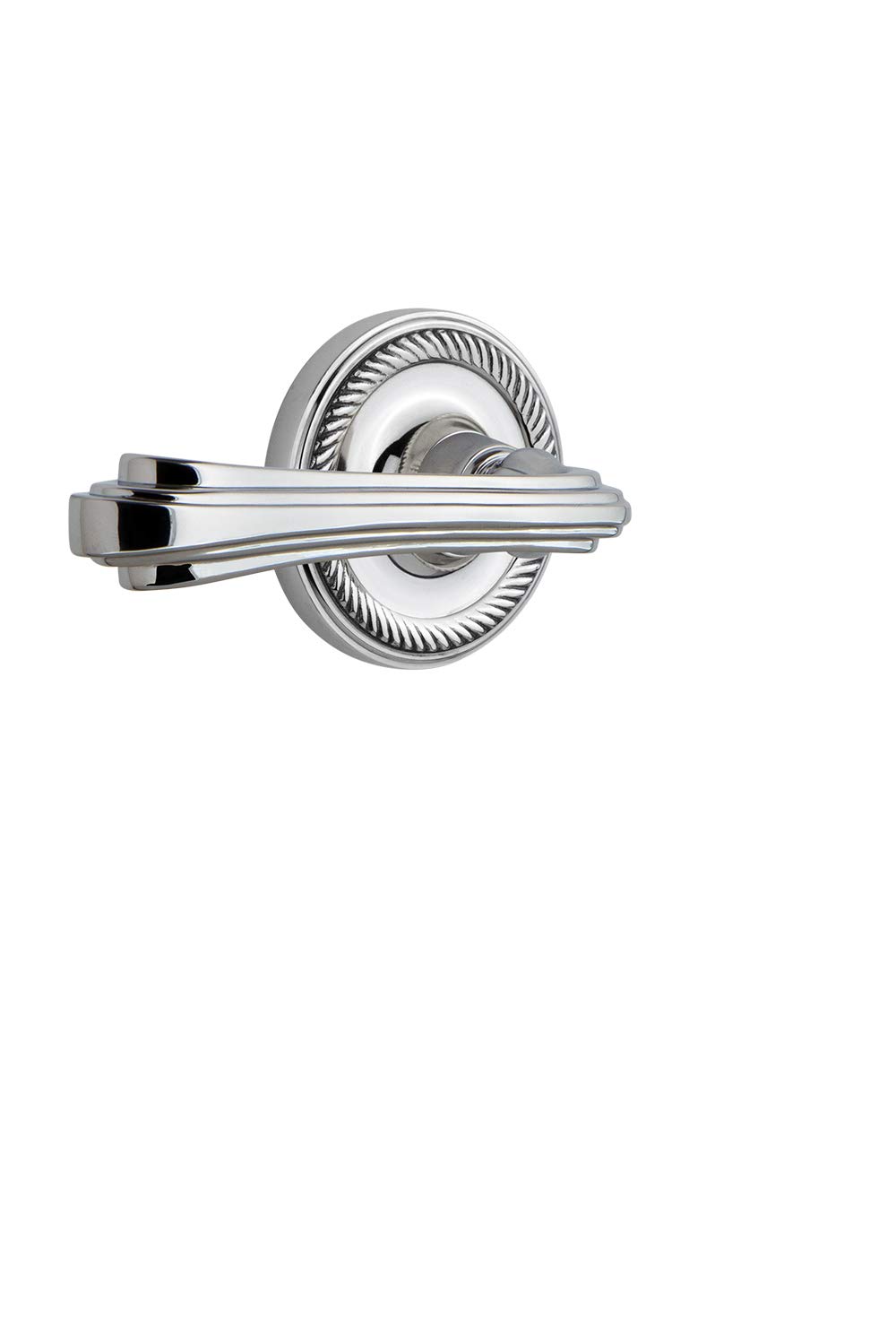 Nostalgic Warehouse Rope Rose Privacy Fleur Lever in Bright Chrome - Vintage Style Door Handle for Bedroom, Bathroom & Interior Decor