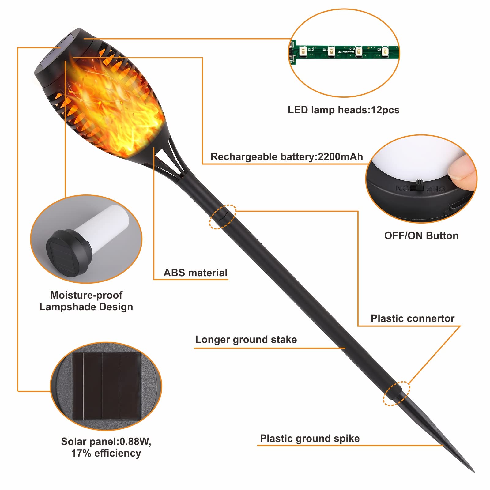 Upgraded 8 Pack Solar Outdoor Lights with Flickering Flame Effect - Waterproof Solar Torch & Landscape Lights for Pathway, Porch, Yard, Garden Decor - Perfect for Patio, Walkway, and Backyard Ambiance Lighting