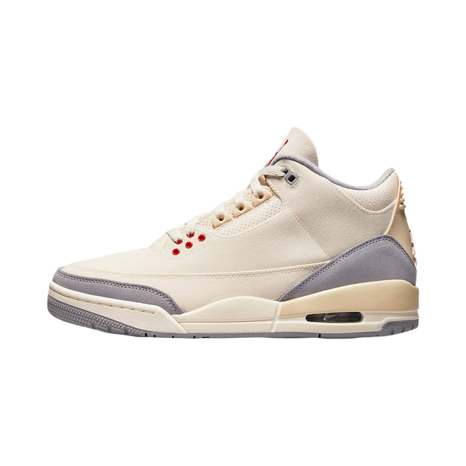 Air Jordan 3 Retro Sneakers - Muslin & University Red Colorway - Men's Basketball Shoes for Casual Wear & Street Style