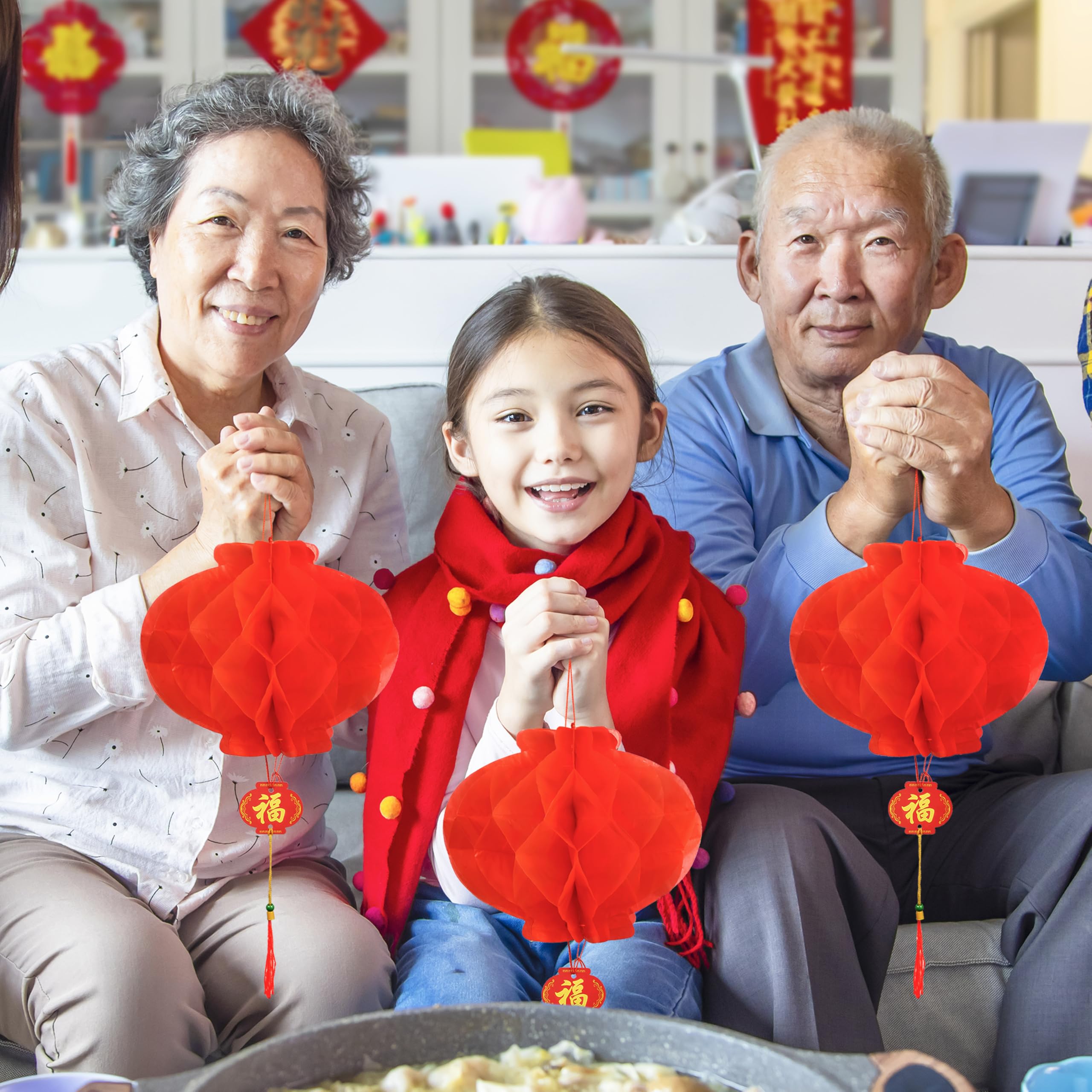 Auihiay 2025 Chinese New Year Decorations Set - Lunar New Year Couplets (Chunlian), Fu Character & Red Lanterns for Spring Festival | Home & Office Party Decor, Wall Hanging, Door Decoration for Year of the Snake Celebration