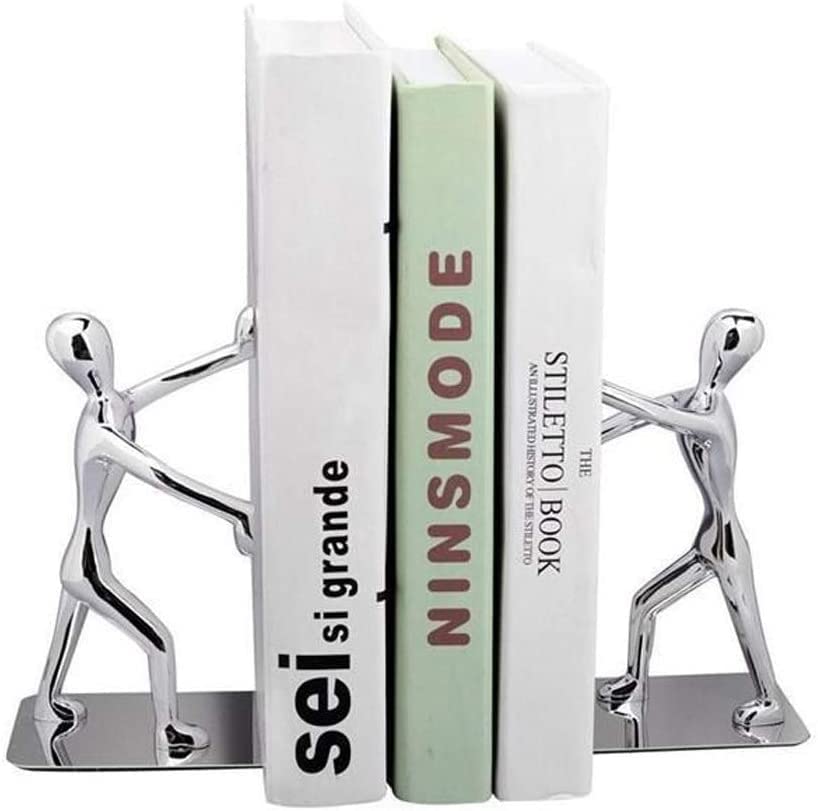 Heavy Duty Metal Bookends for Bookshelf - Decorative Silver Book Holder for Office, Home, School - Perfect for Organizing Documents, Books & Supplies - Great Gift Idea for Book Lovers & Workspace Decor