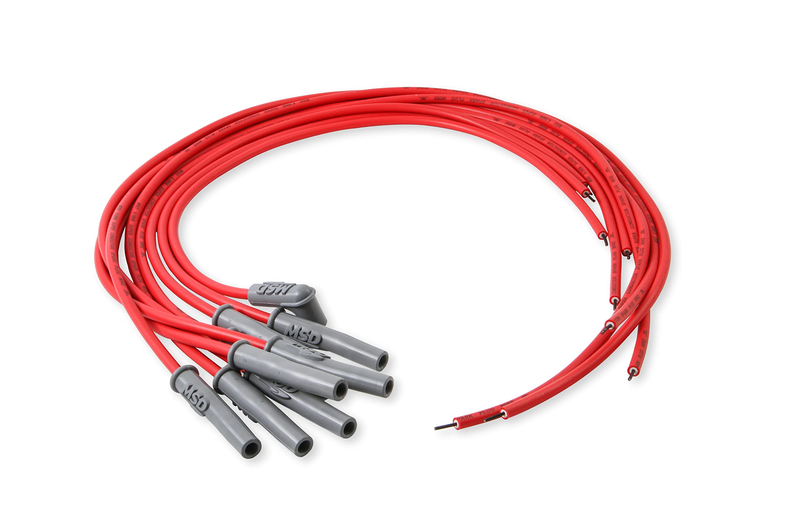 MSD 31189 Super Conductor Spark Plug Wire Set - High Performance Multi-Angle Spark Plug Wires with HEI Cap Compatible for GM, Ford, Chrysler | Perfect for Engine Upgrades, Racing & Performance Tuning