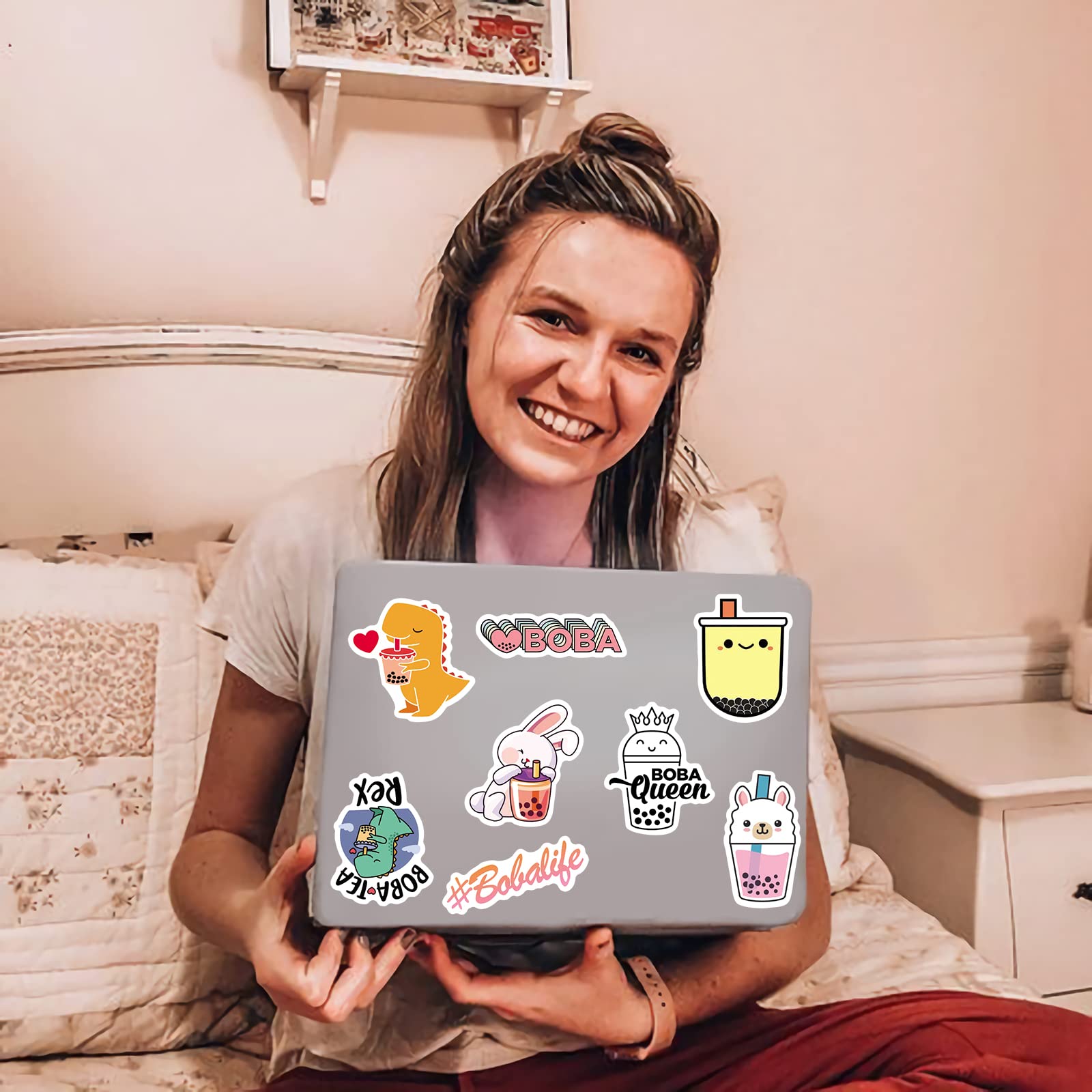 50PCS Kawaii Bubble Tea Stickers - Cute Boba Stickers, Waterproof Vinyl Aesthetic Stickers for Water Bottles, Laptops, Journals - Perfect for Teens, Kids & Girls - Great for School, DIY Crafts & Gift Wrapping