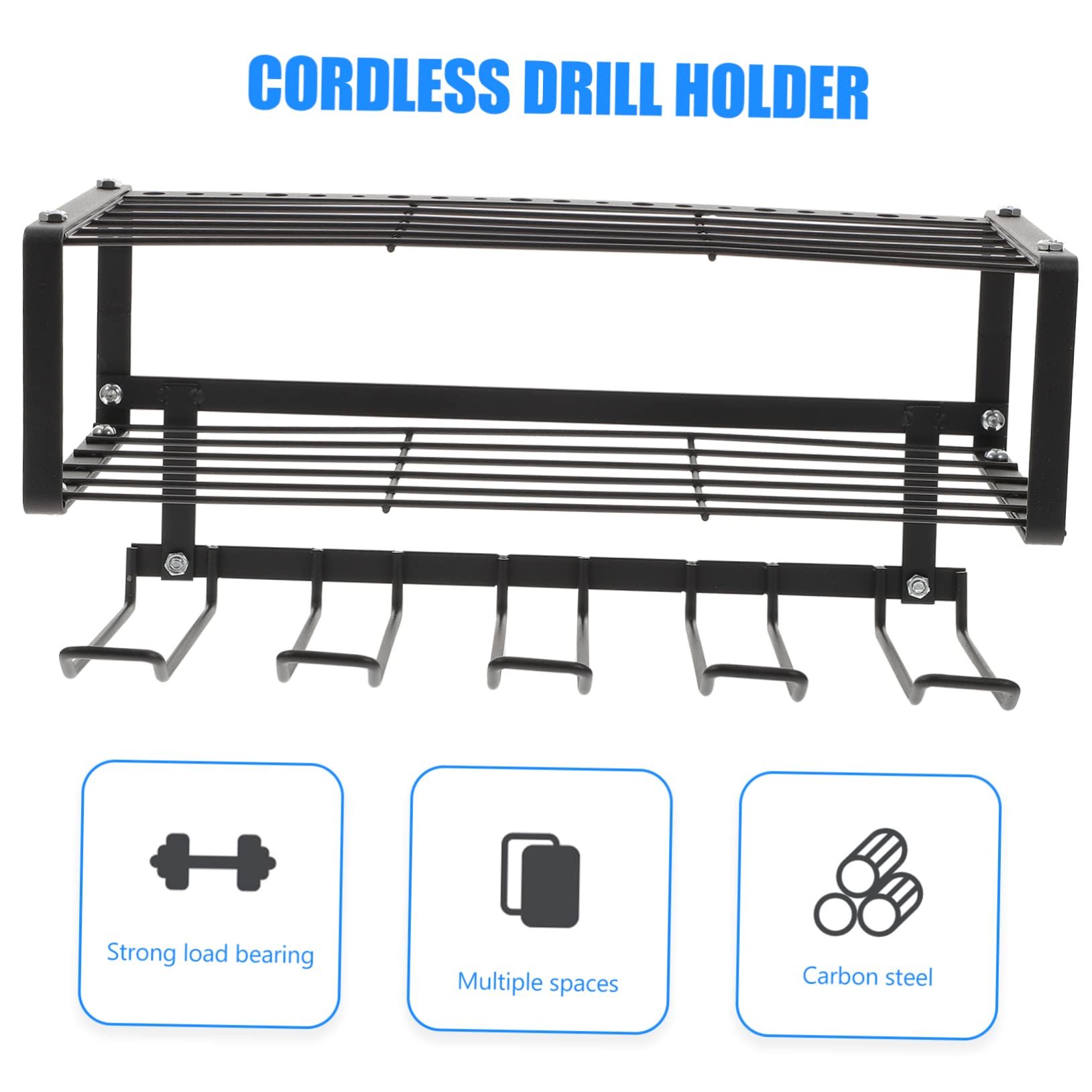 Heavy Duty Metal Drill Organizer Wall Mount - Power Tool Storage Shelf for Garage & Workshop | Durable Garage Tool Organizer for Drills, Screwdrivers & Accessories