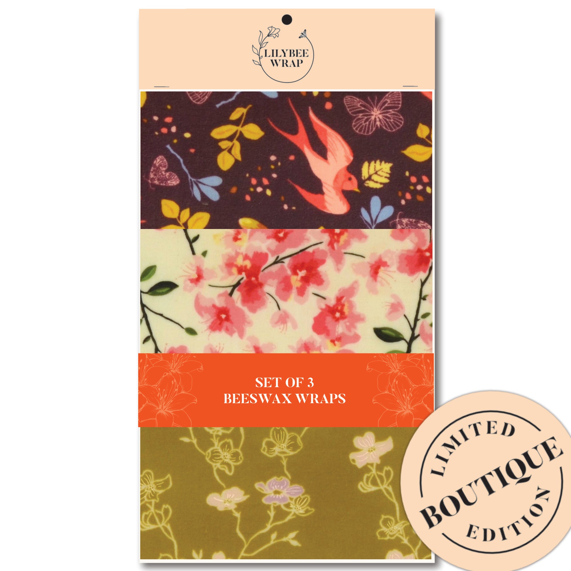 Eco-Friendly Beeswax Food Wraps Set of 3 - Reusable & Sustainable Food Storage for Sandwiches, Fruits & Leftovers - Natural Alternative to Plastic Wrap