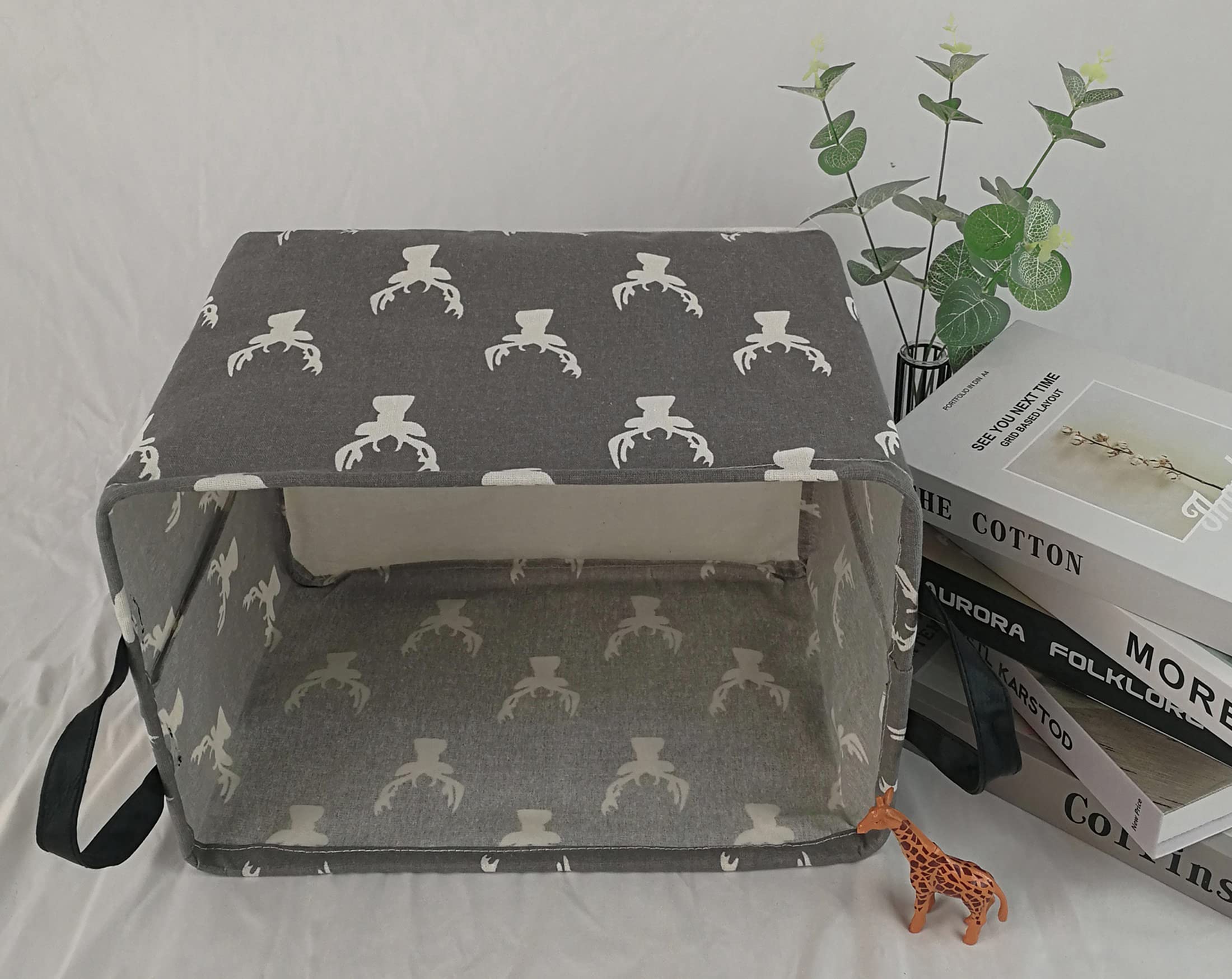 Waterproof Rectangle Toy Storage Bin - Nursery Hamper, Kids Bedroom Organizer, Laundry Basket & Home Decor Shelf (Grey Deer) | Perfect for Baby Gifts, Closet Storage & Playroom Organization