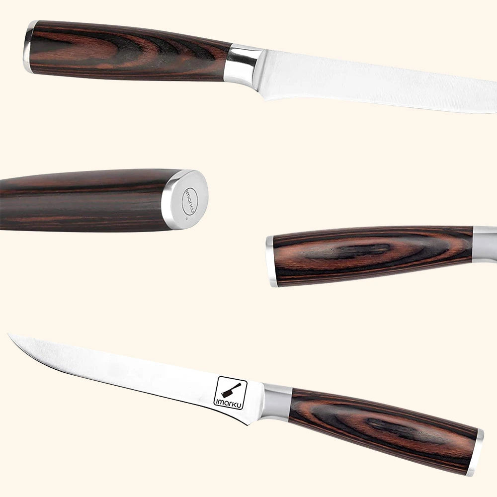Imarku 6-Inch Curved Boning Knife - High Carbon Stainless Steel Blade for Precise Meat Trimming & Deboning - Perfect for Chefs, Butchers & Home Cooking