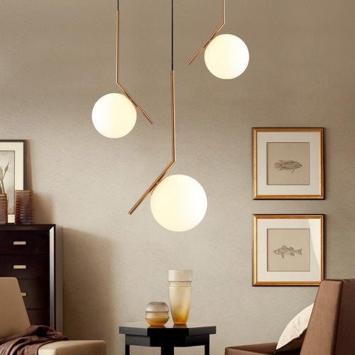 Flos Gold Pendant Light - Modern Hanging Chandelier for Dining Room, Kitchen Island & Bedroom Lighting Decor