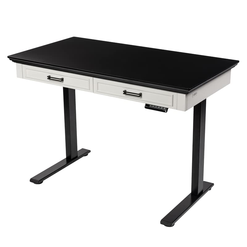 Furniture of America Olive Black Height Adjustable Standing Desk with Wood Top - Perfect for Home Office, Study & Workspace Ergonomics