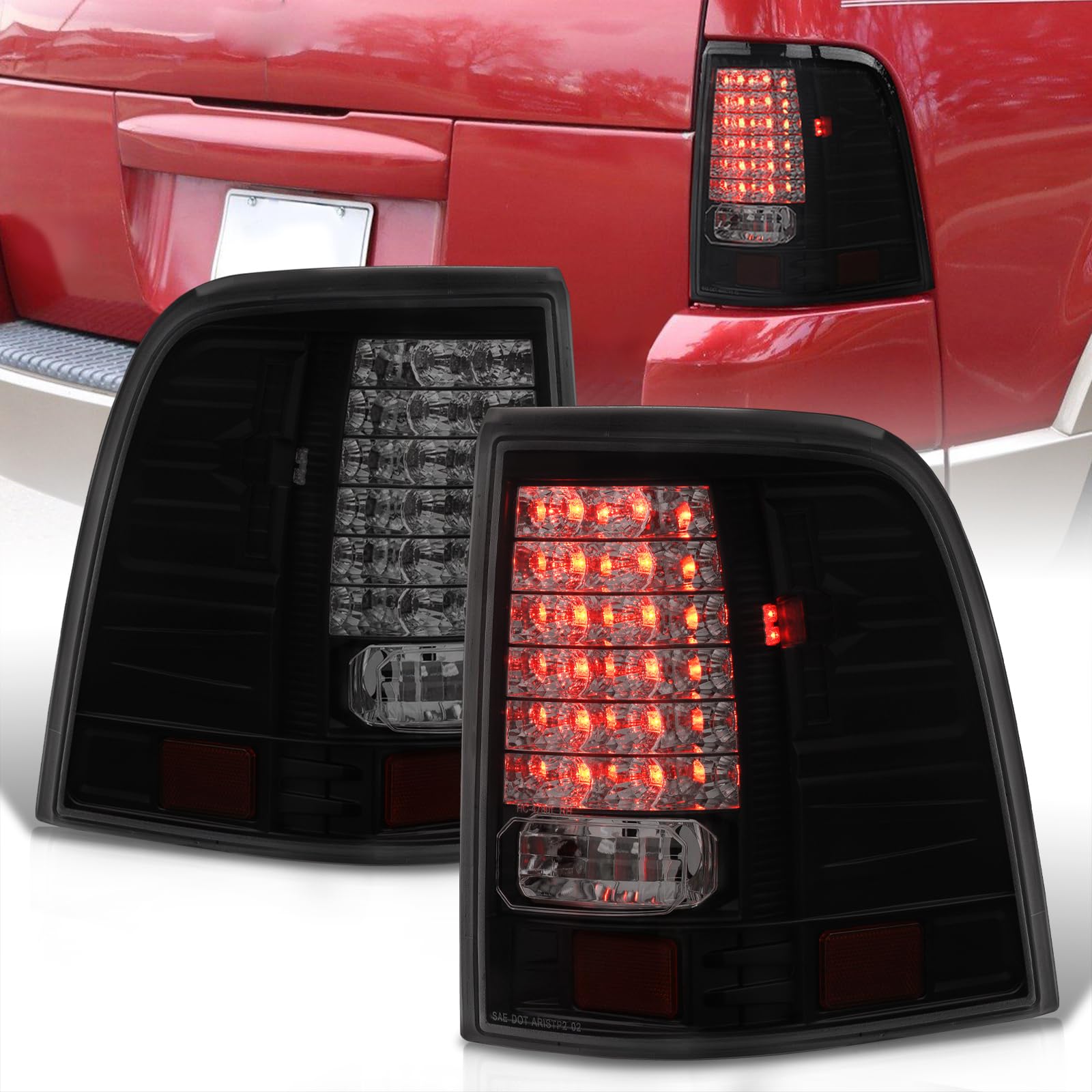 AJP Distributors LED Tail Lights Brake Stop Signal Lamps - Left & Right Pair for Ford Explorer 2002-2005 - Direct Replacement & Upgrade - Enhanced Visibility & Safety for Night Driving & Off-Road Adventures