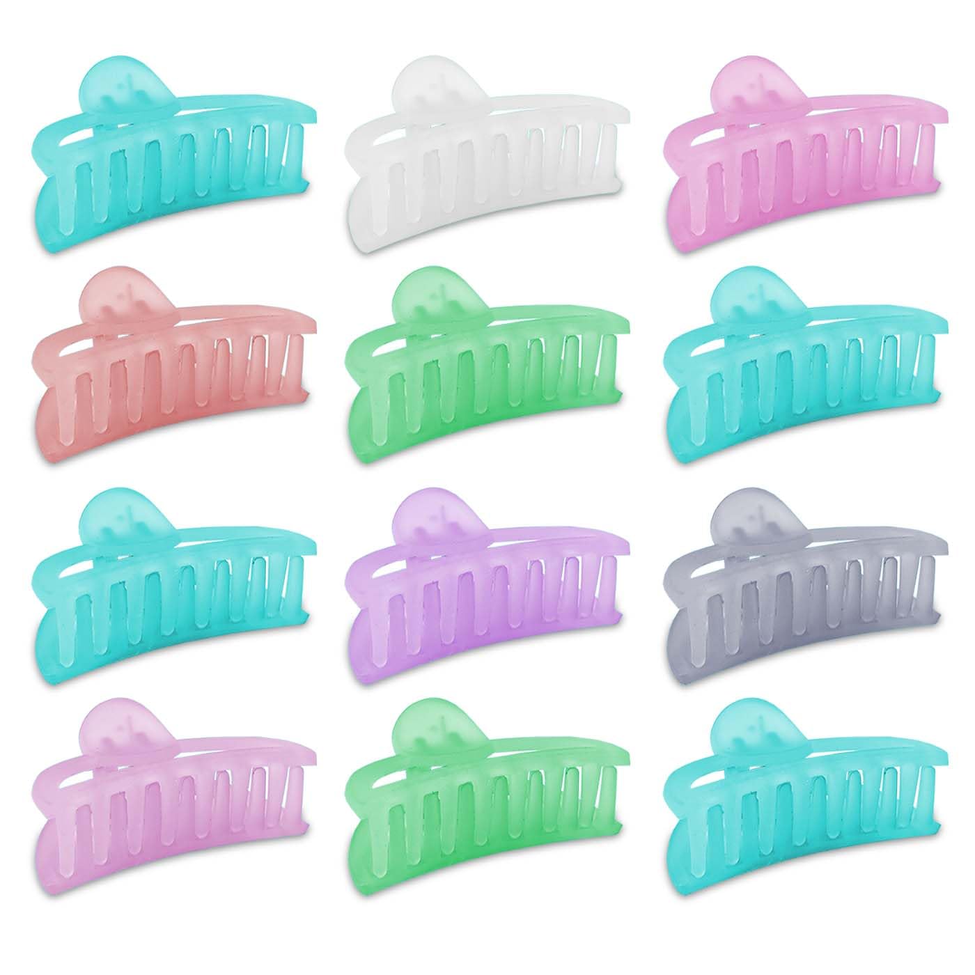 Stylish Matte Solid Banana Hair Claw Clips for Women - Pack of 12 Multicolor Hair Clips for Effortless Everyday Use, Perfect for Work, Gym, and Casual Outings