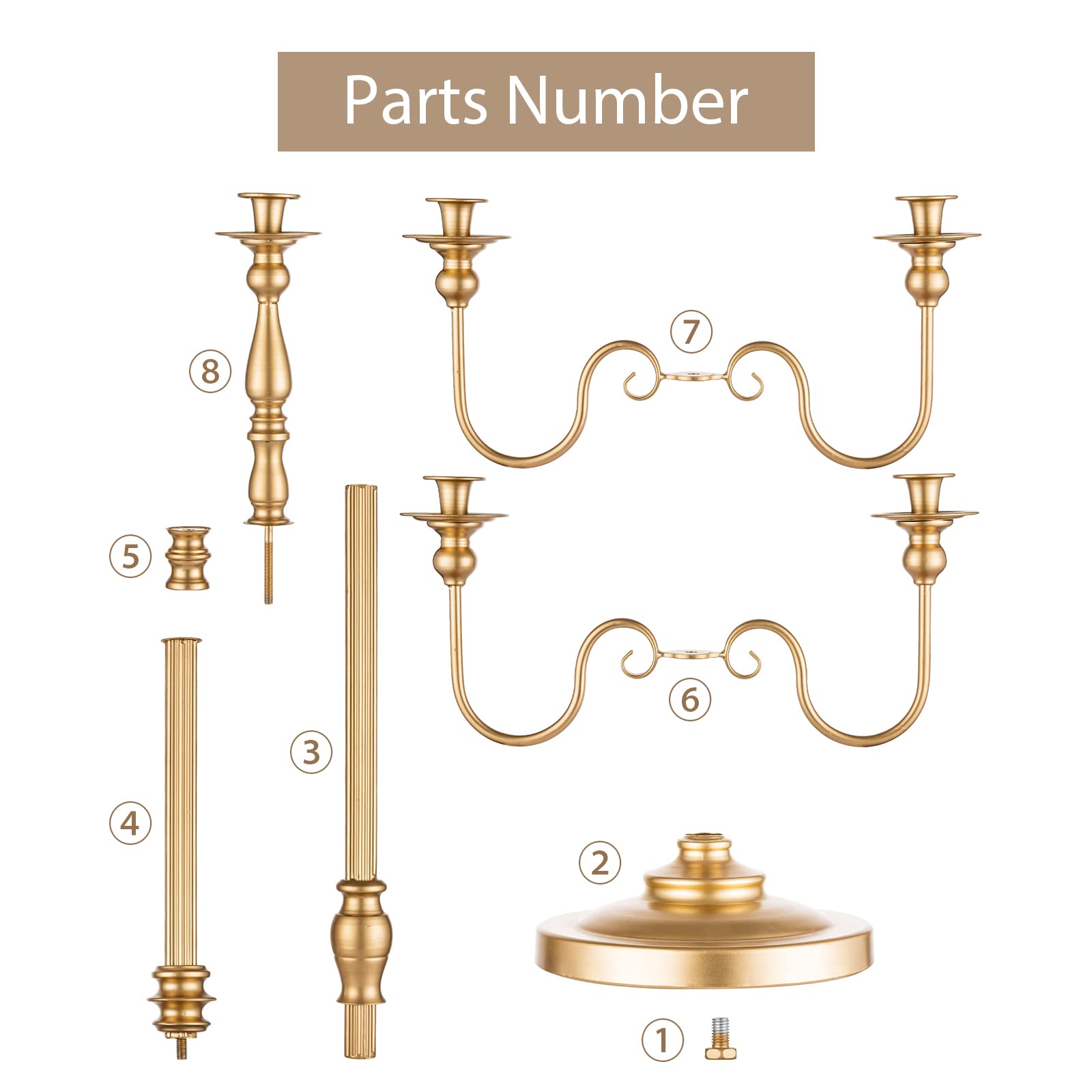 50 Inch Antique Gold Floor Candelabra for Taper Candles - Elegant Wedding Centerpiece, Party & Home Decor - Perfect for Living Room, Dining Table & Special Events