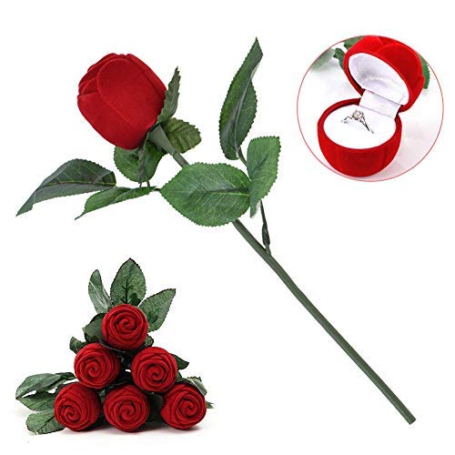 HEEPDD Red Rose Ring Box - Romantic Rose-Shaped Jewelry Box for Engagement, Wedding & Proposals - Perfect Gift for Girlfriend, Lover on Valentine's Day (Use for Surprise Proposals, Anniversary Gifts & Romantic Occasions)