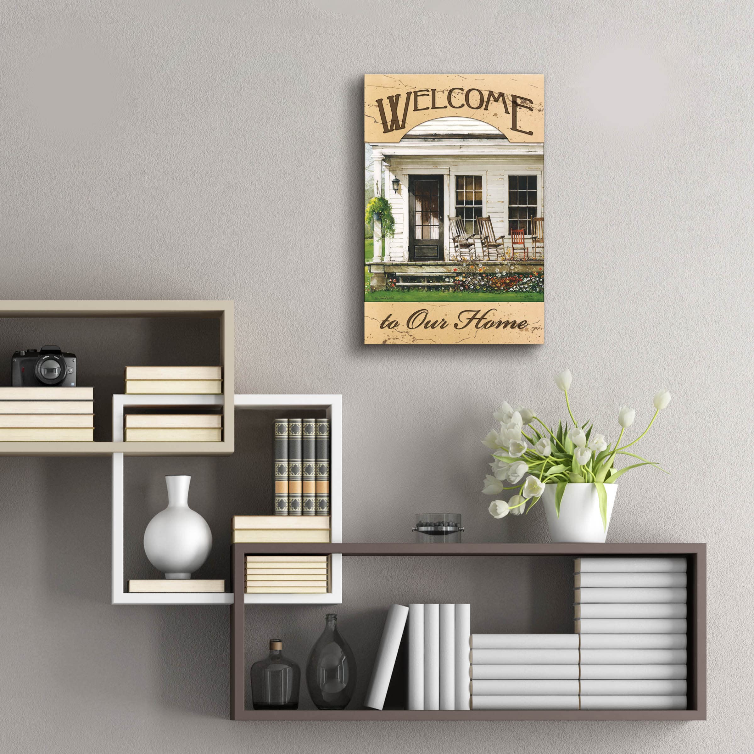Epic 'Welcome to Our Home' Wall Art by John Rossini - 16x24 Inch Acrylic Glass Painting - Perfect for Living Room, Entryway & Housewarming Gifts