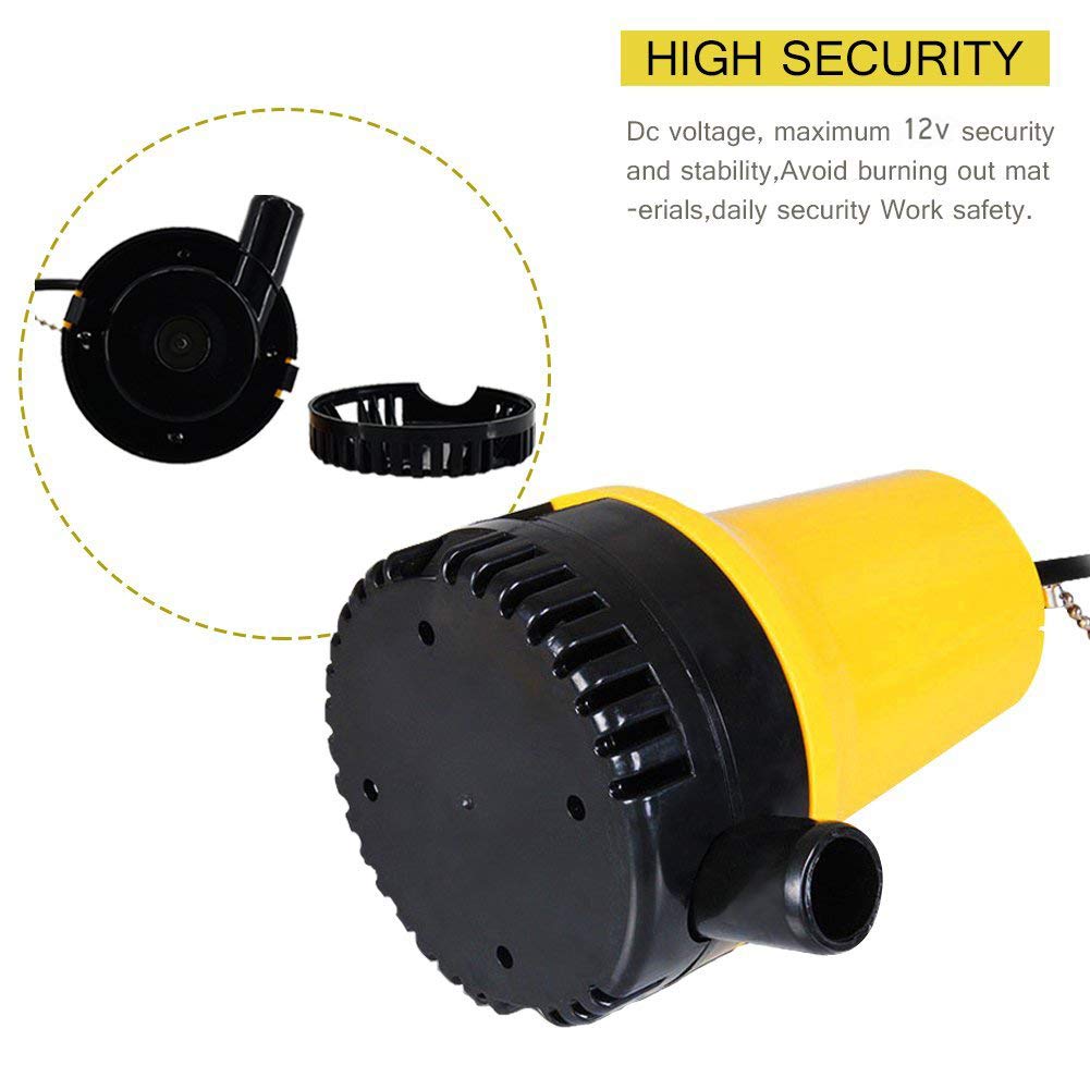 12V DC Submersible Water Pump, Portable Dirty Water Drain Pump for Home, Pond, Boat, Pool, Garden Irrigation - Ideal for Aquariums, Flooded Basements & Outdoor Water Transfer