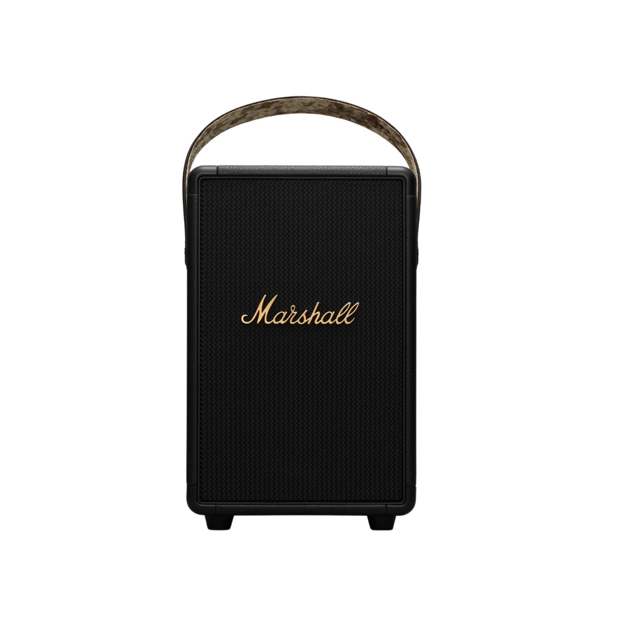 Marshall Tufton Portable Bluetooth Speaker - Wireless Outdoor Speaker with Rich Bass, 20+ Hours Playtime, IPX4 Water Resistance - Perfect for Camping, Beach, Backyard Parties (Black & Brass)