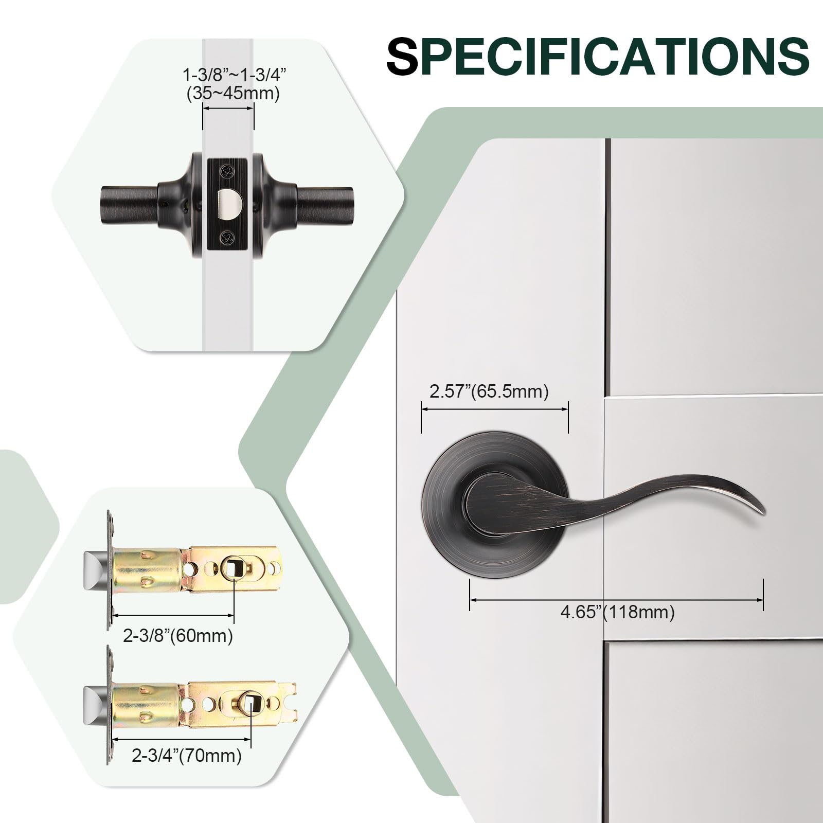 Gobekor 6-Pack Oil Rubbed Bronze Interior Door Handles with Lock - Passage & Closet Door Levers for Bedroom, Bathroom & Hallway - Smooth Operation & Secure Privacy