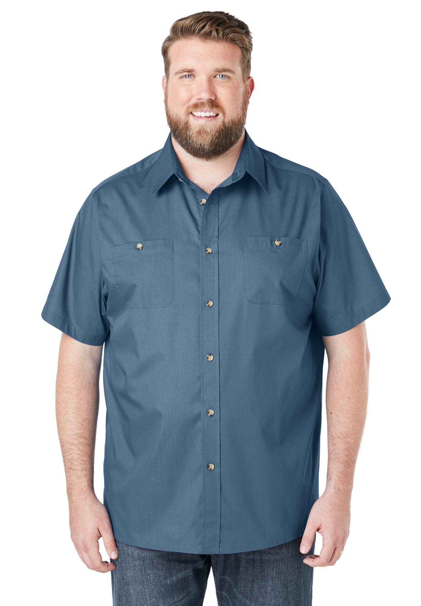**KingSize Men's Big & Tall Short-Sleeve Pocket Sport Shirt - Comfortable & Stylish Casual Wear for Outdoor Activities & Work**