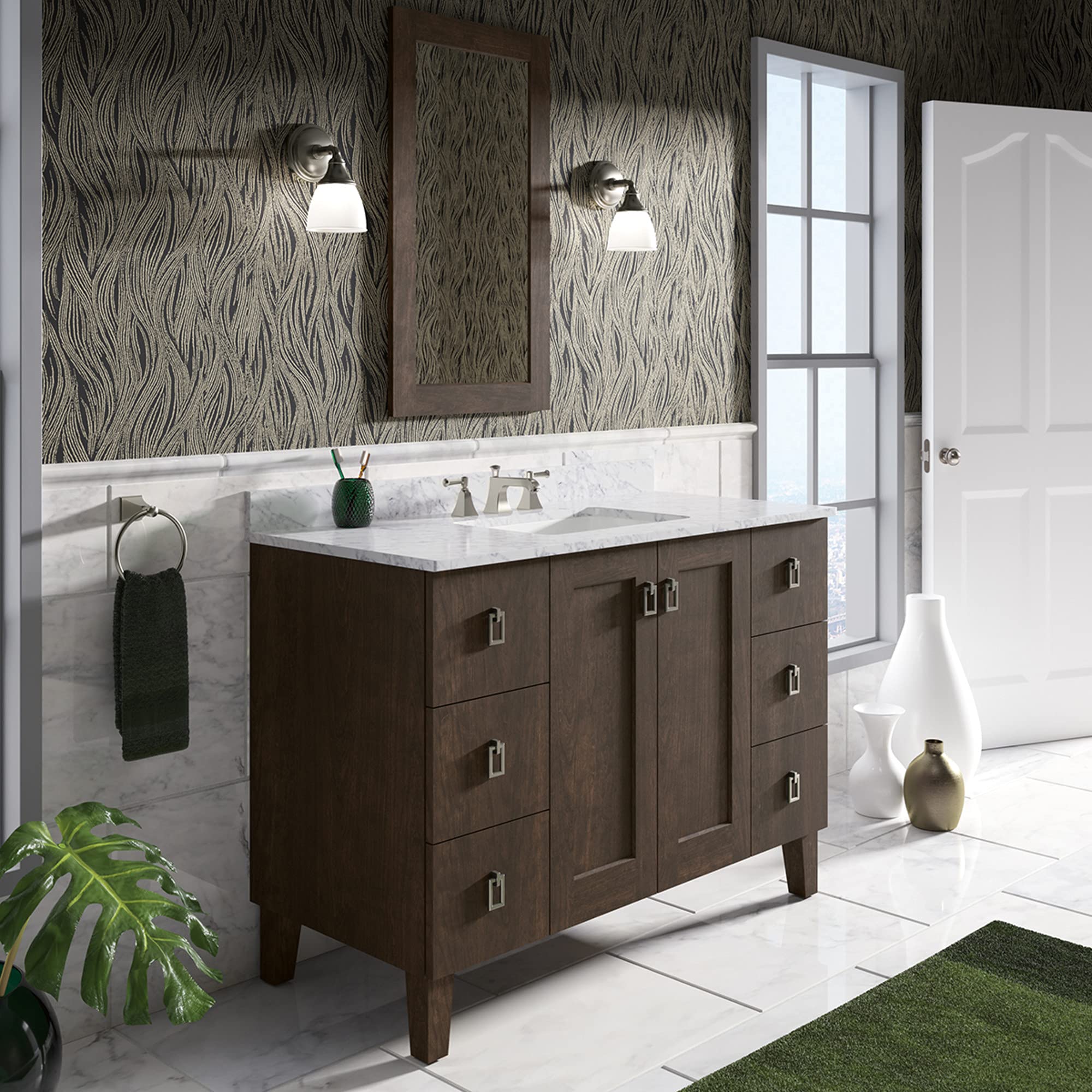 KOHLER Devonshire Brushed Nickel Bathroom Vanity Light Fixture - Adjustable Wall Sconce with Up/Down Facing Options - UL Listed 1-Light Bath Lighting - Perfect for Modern Bathrooms & Powder Rooms