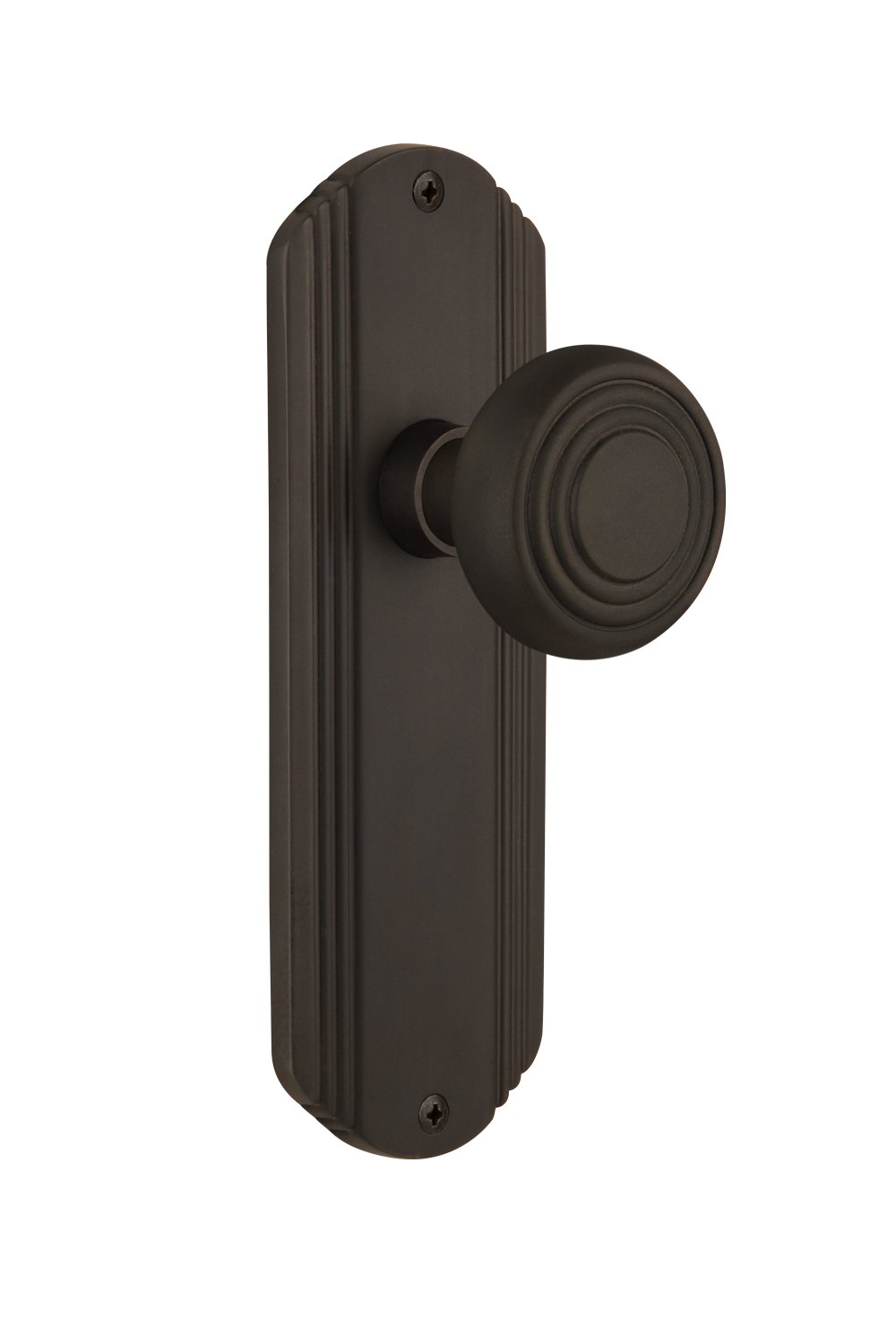 Vintage Style Deco Plate with Deco Knob - Single Dummy Door Plate in Oil-Rubbed Bronze Finish - Perfect for Home Interior, Bedroom & Bathroom Door Decor