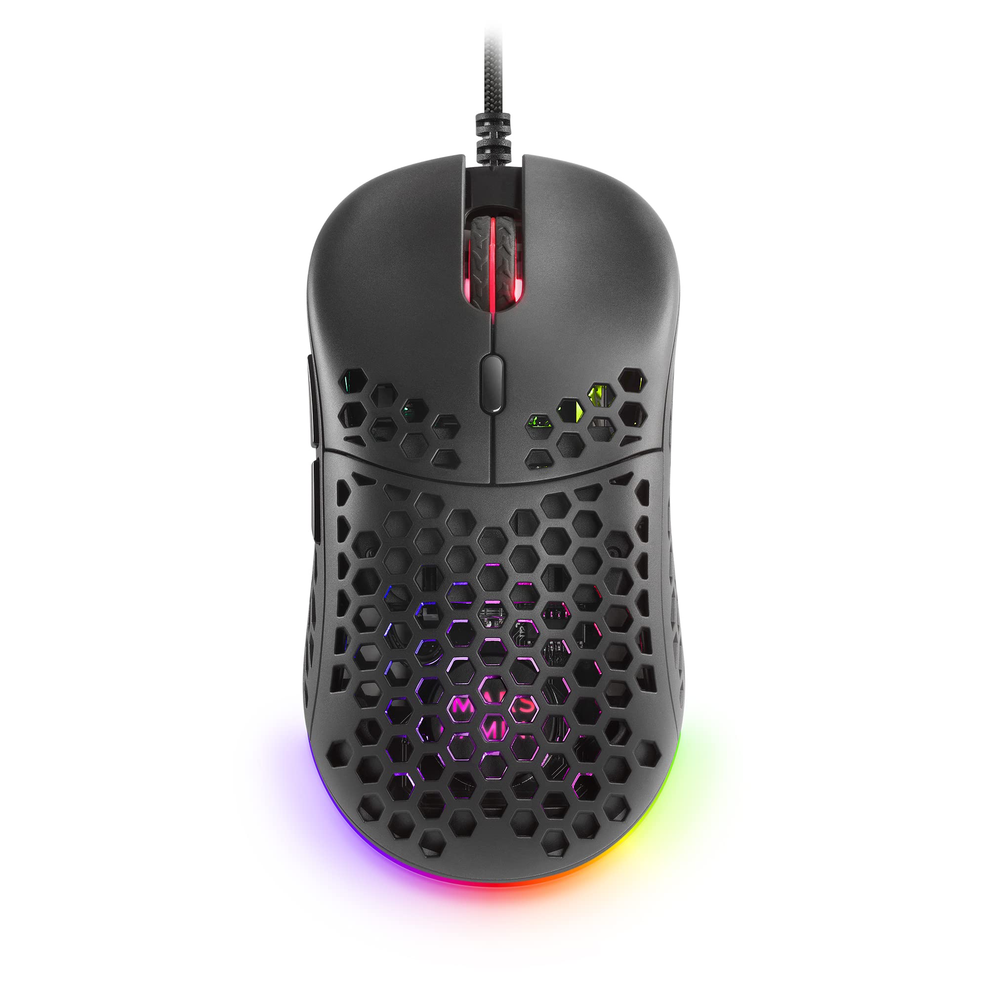 Mars Gaming MM55 Black RGB Chroma Gaming Mouse - Ultra Lightweight 55g, 12800 DPI, Huano Mechanical Switches - Perfect for FPS, MOBA & Esports Gaming