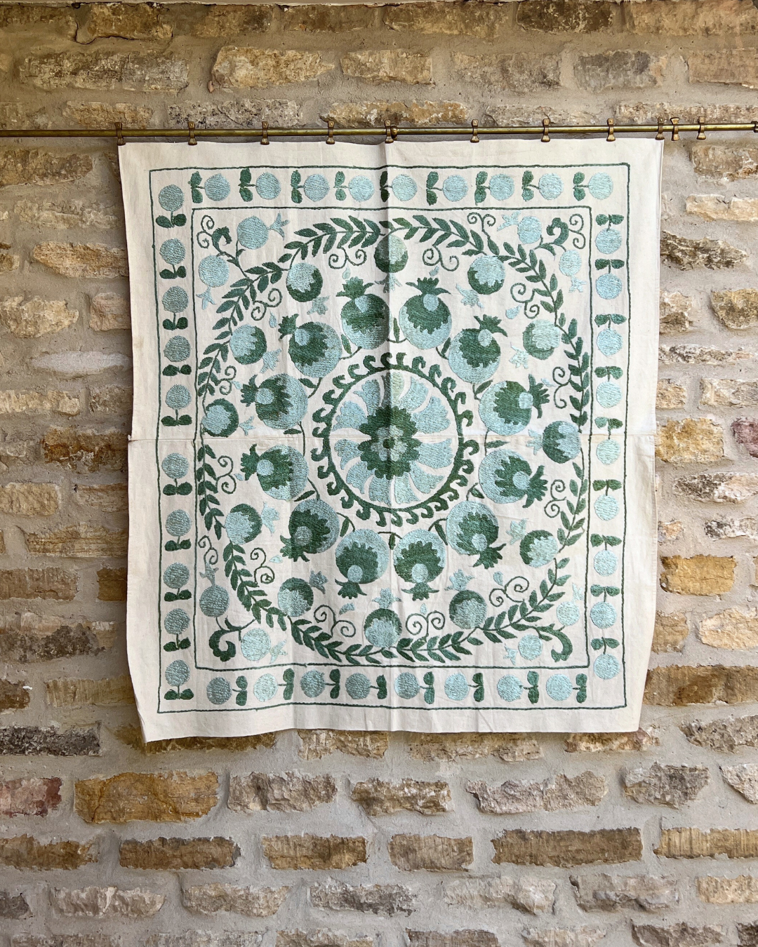 Handmade Small Suzani 072 - Traditional Embroidered Cotton Pillow Cover - Perfect for Home Decor, Boho Chic Living Room & Bedroom Accents