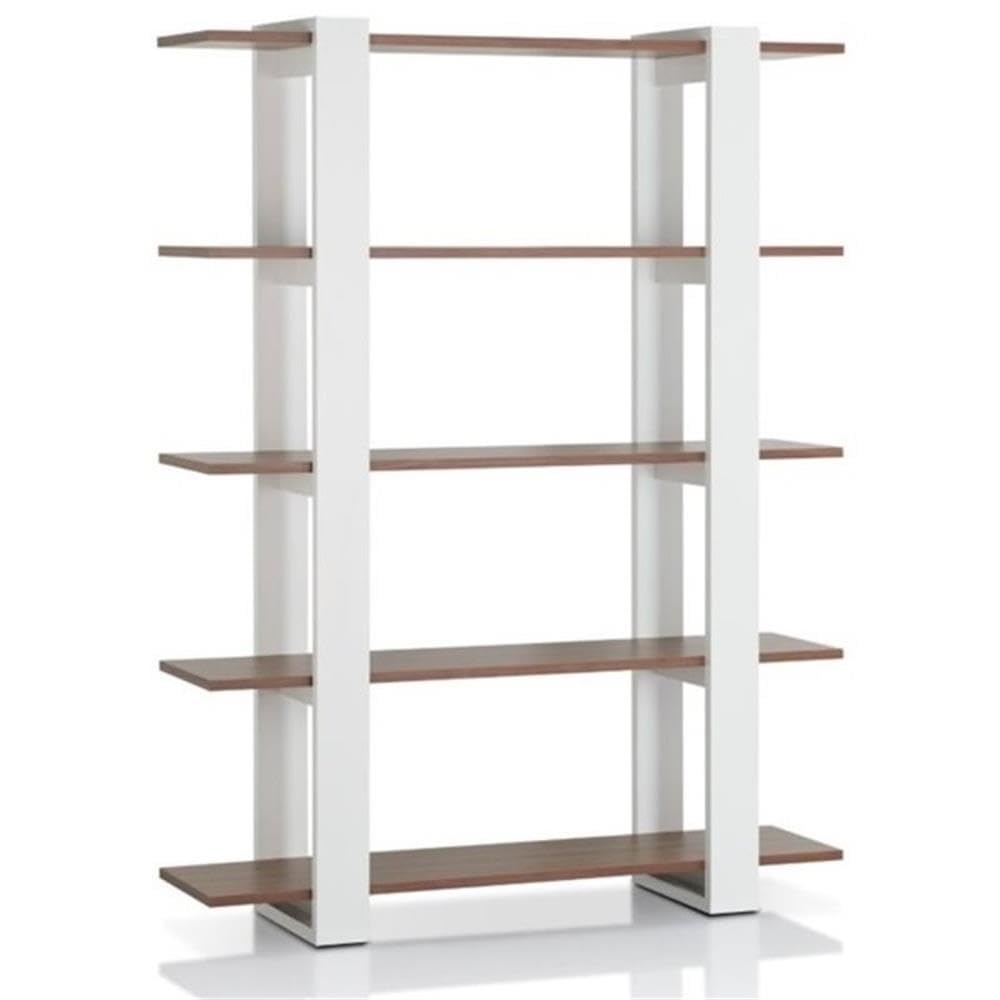 Pemberly Row 5 Shelf Bookcase - White Wooden Bookshelf for Home Office, Living Room & Bedroom Storage | Modern Book Organizer with Adjustable Shelves