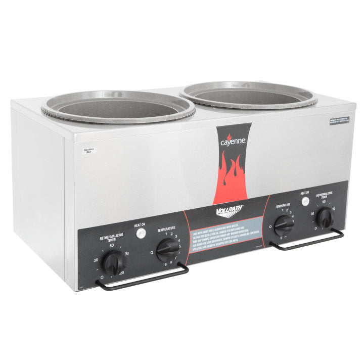 Vollrath Cayenne Twin 7 Quart (6.6 Liter) Commercial Soup Warmer 72028 - Perfect for Restaurants, Catering & Buffets