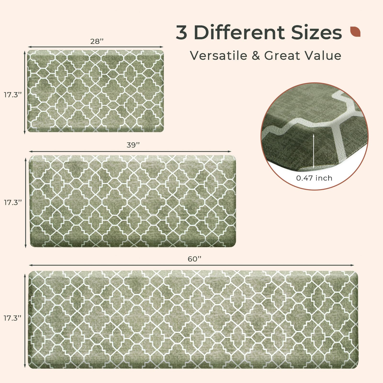 FRESHMINT Trellis Kitchen Mat - 0.47